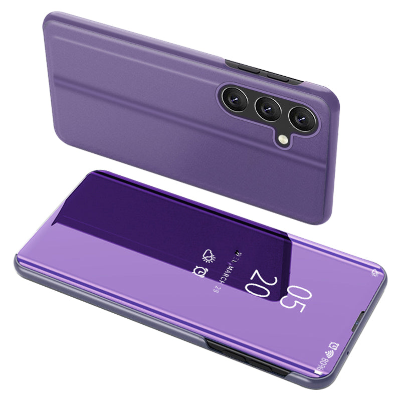 For Samsung Galaxy A24 4G View Window Mirror PU Leather Case Stand Electroplating Phone Cover