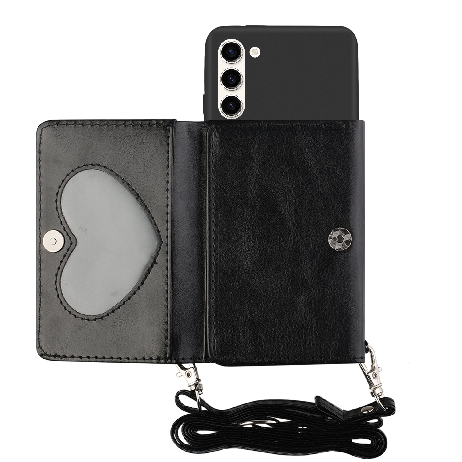 For Samsung Galaxy S23 Phone Case Soft TPU PU Leather Wallet Stand Cover with Shoulder Strap
