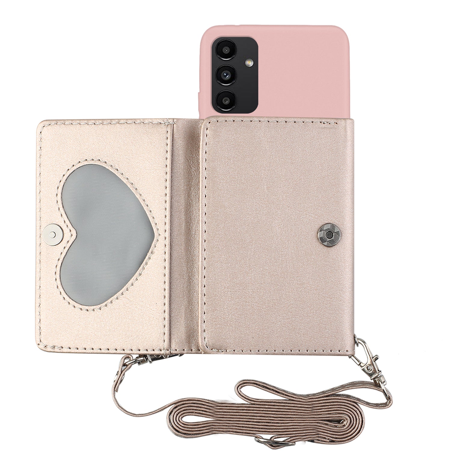 For Samsung Galaxy A14 4G / 5G Anti-drop Phone Case PU Leather Wallet Stand Cover with Shoulder Strap