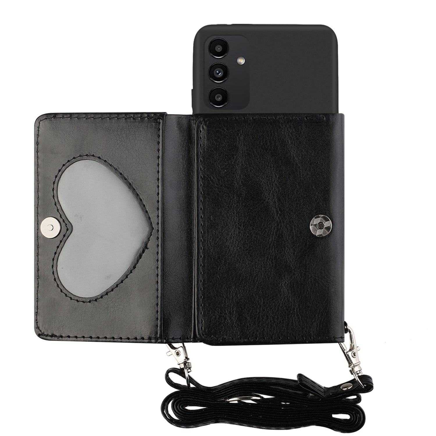 For Samsung Galaxy A34 5G Wallet Stand Phone Case Soft TPU PU Leather Cover with Shoulder Strap