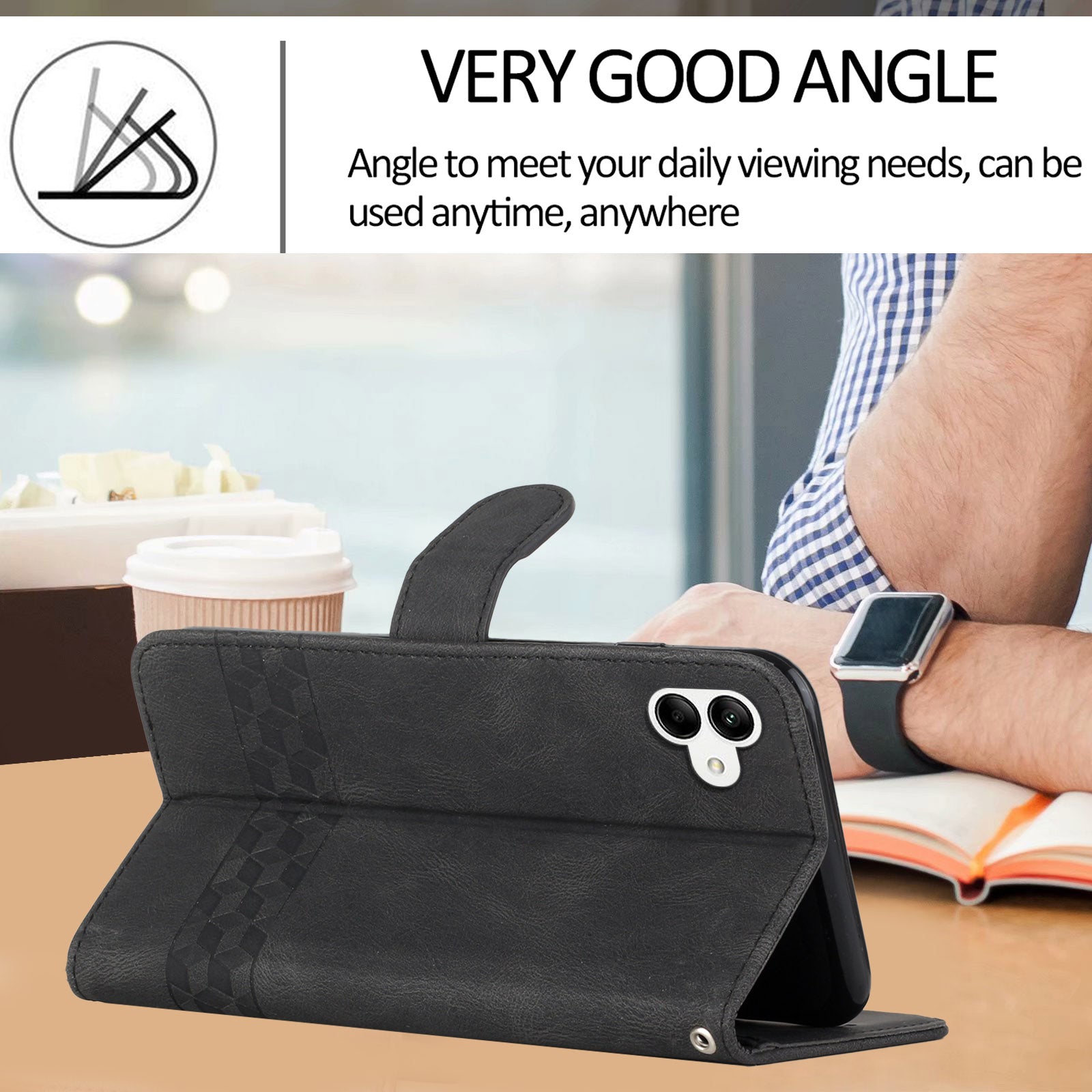 Kožené pouzdro na telefon řady YX0010 pro Samsung Galaxy A04 4G (164,4 x 76,3 x 9,1 mm) / A04e 4G stojánek na peněženku s potiskem Flip Cover