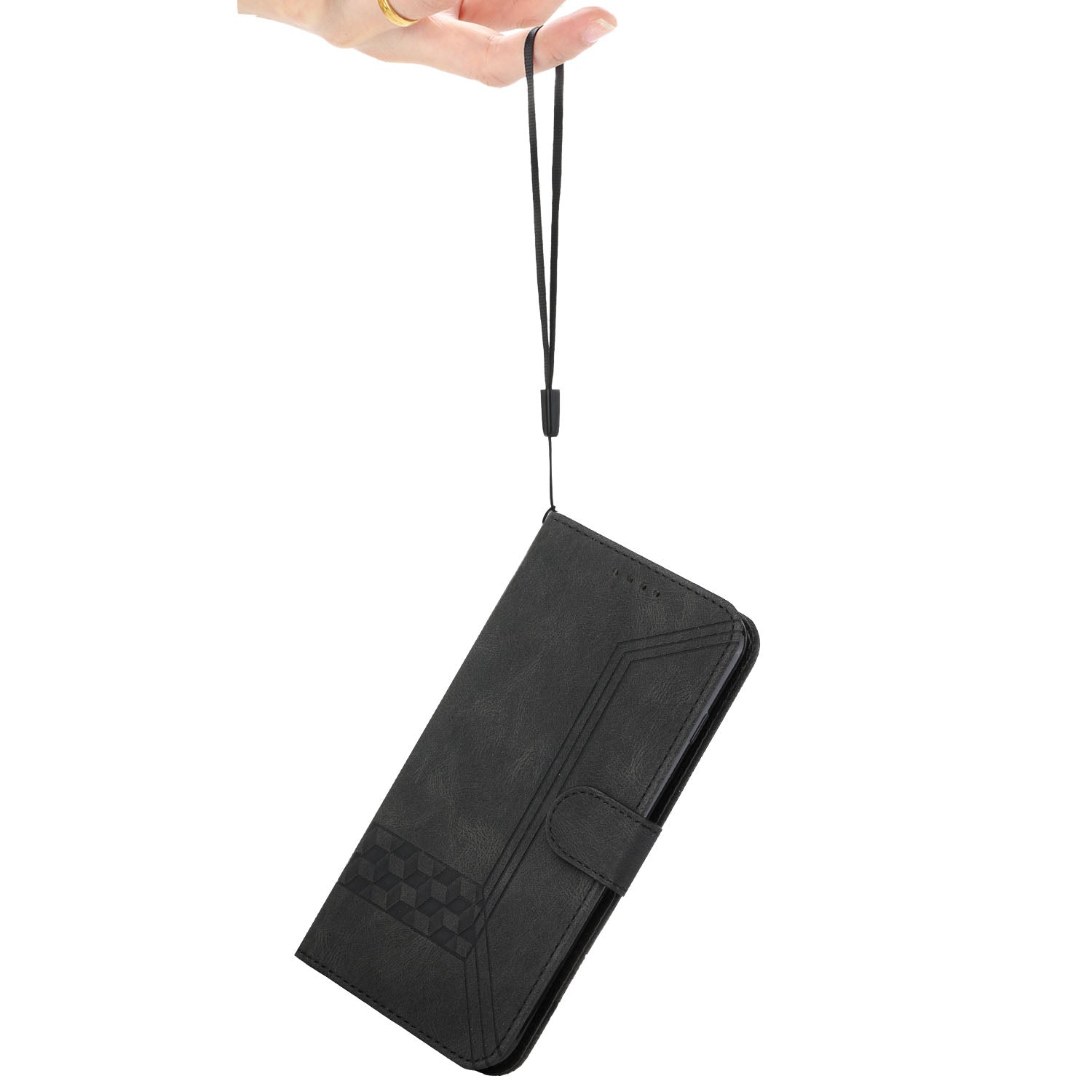 Řada YX0010 pro Samsung Galaxy S23 PU kožený kryt peněženky na telefon s potiskem Pouzdro na stojan s popruhem