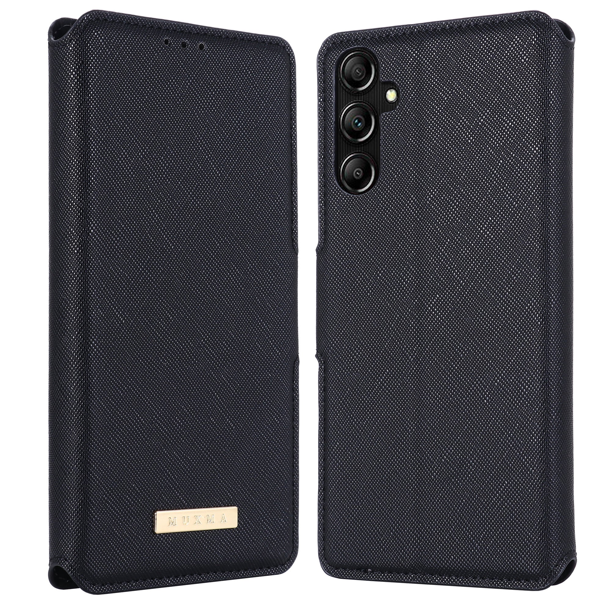 MUXMA MX115 for Samsung Galaxy A14 4G / 5G PU Leather Cross Texture Case Phone Stand Wallet Cover