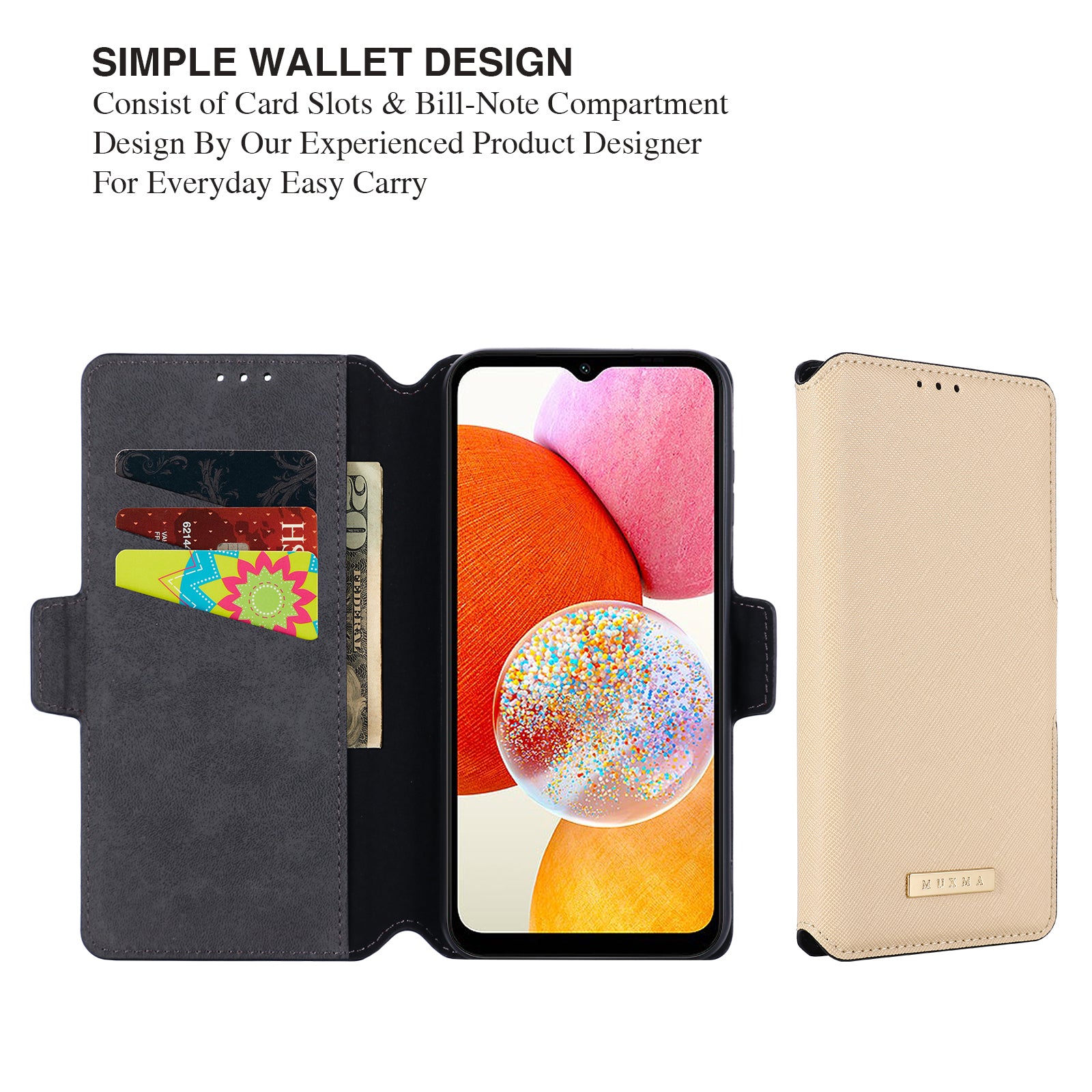 MUXMA MX115 for Samsung Galaxy A14 4G / 5G PU Leather Cross Texture Case Phone Stand Wallet Cover