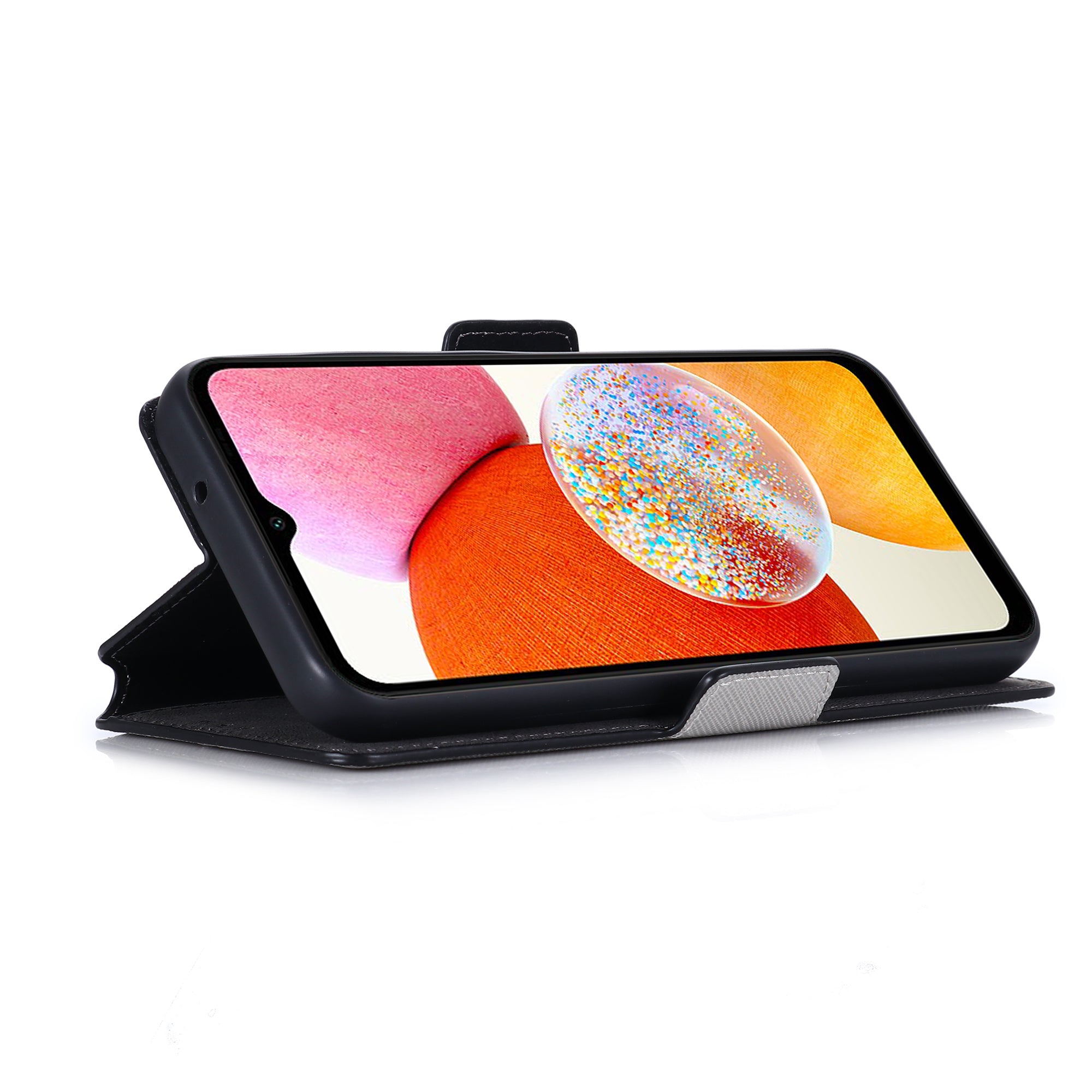 MUXMA MX115 for Samsung Galaxy A14 4G / 5G PU Leather Cross Texture Case Phone Stand Wallet Cover