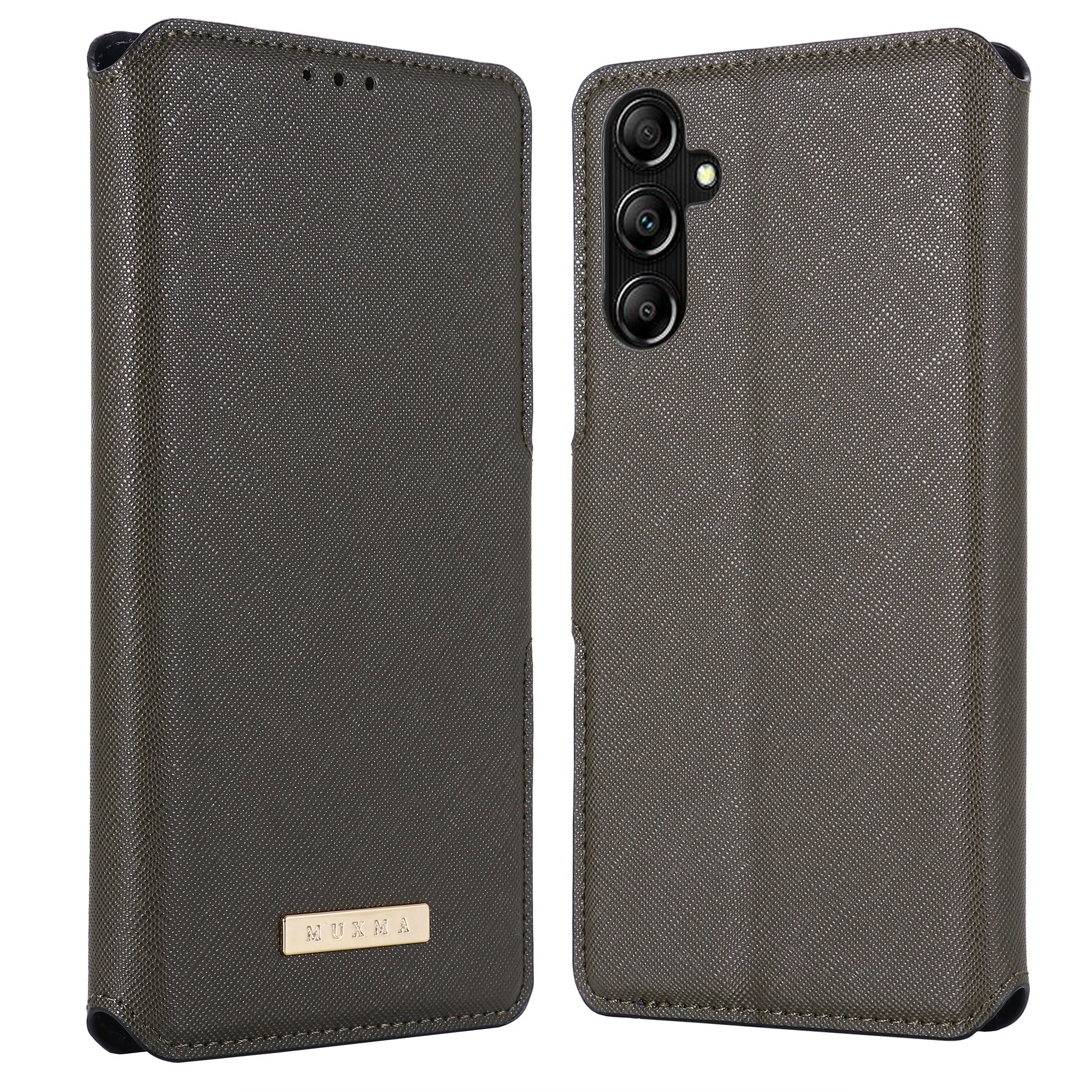 MUXMA MX115 for Samsung Galaxy A14 4G / 5G PU Leather Cross Texture Case Phone Stand Wallet Cover