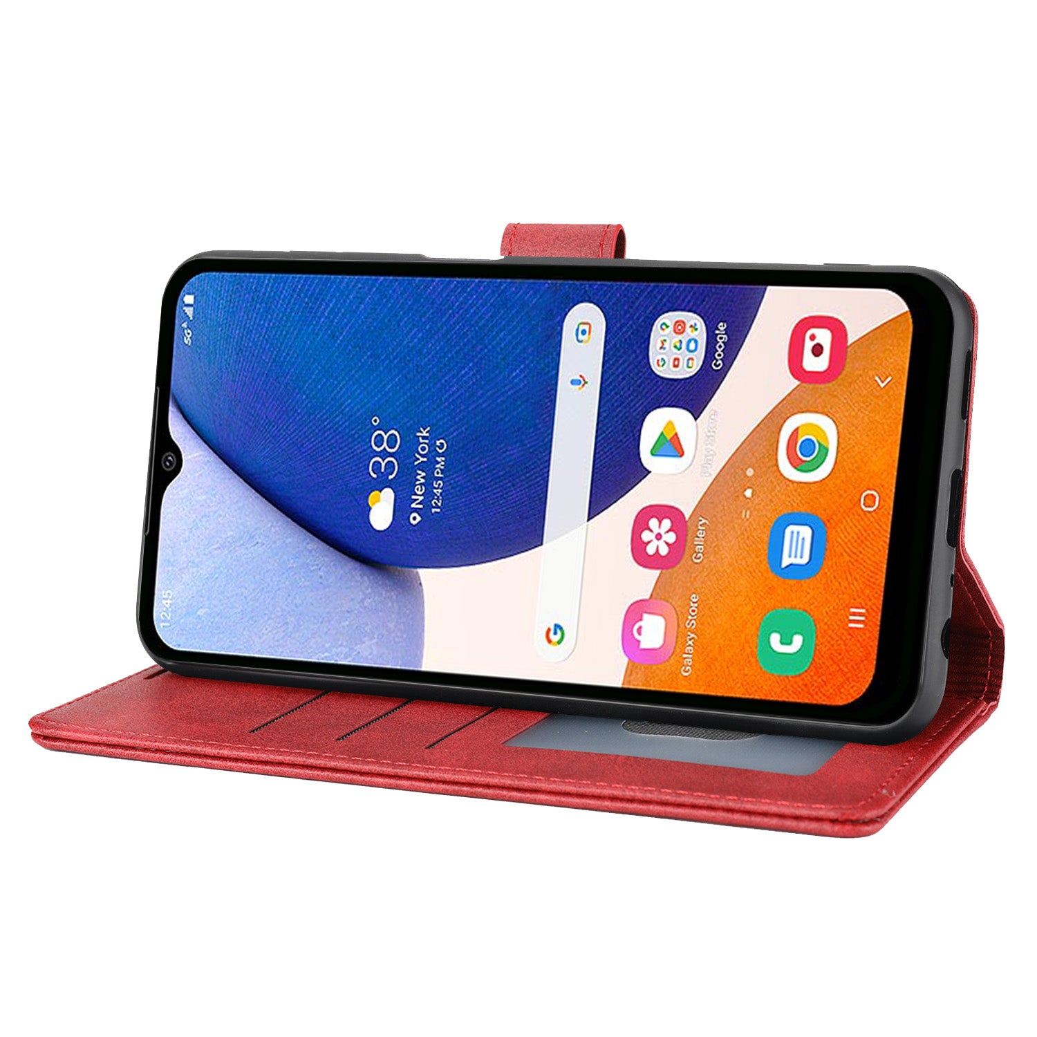For Samsung Galaxy A14 4G / 5G Horizontal Line Anti-drop Wallet Cover PU Leather Flip Stand Case
