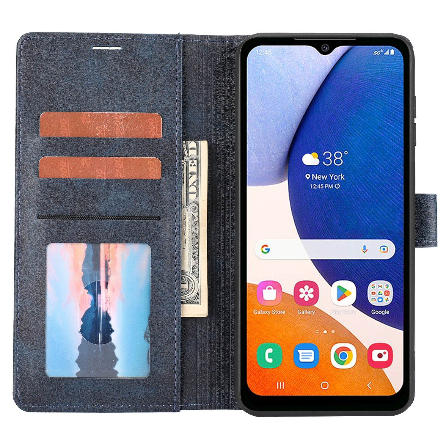 For Samsung Galaxy A14 4G / 5G Horizontal Line Anti-drop Wallet Cover PU Leather Flip Stand Case
