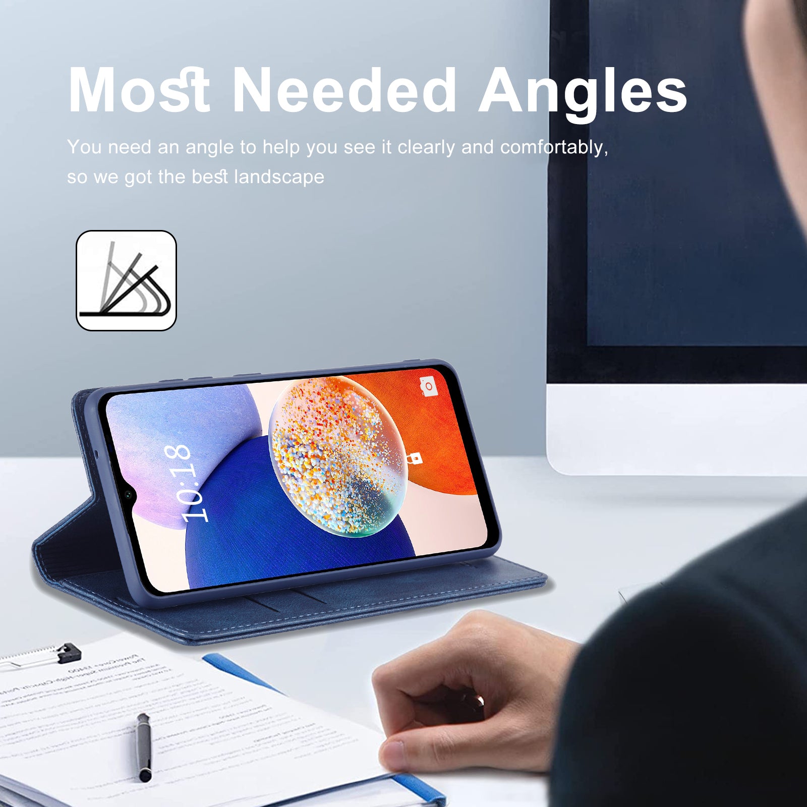 LC.IMEEKE For Samsung Galaxy A14 4G / 5G PU Leather Flip Wallet Case RFID Blocking Stand Phone Cover