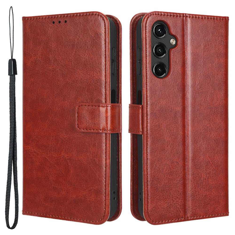 For Samsung Galaxy A24 4G / A24 5G Wallet Case PU Leather Crazy Horse Texture Stand Folio Flip Phone Cover