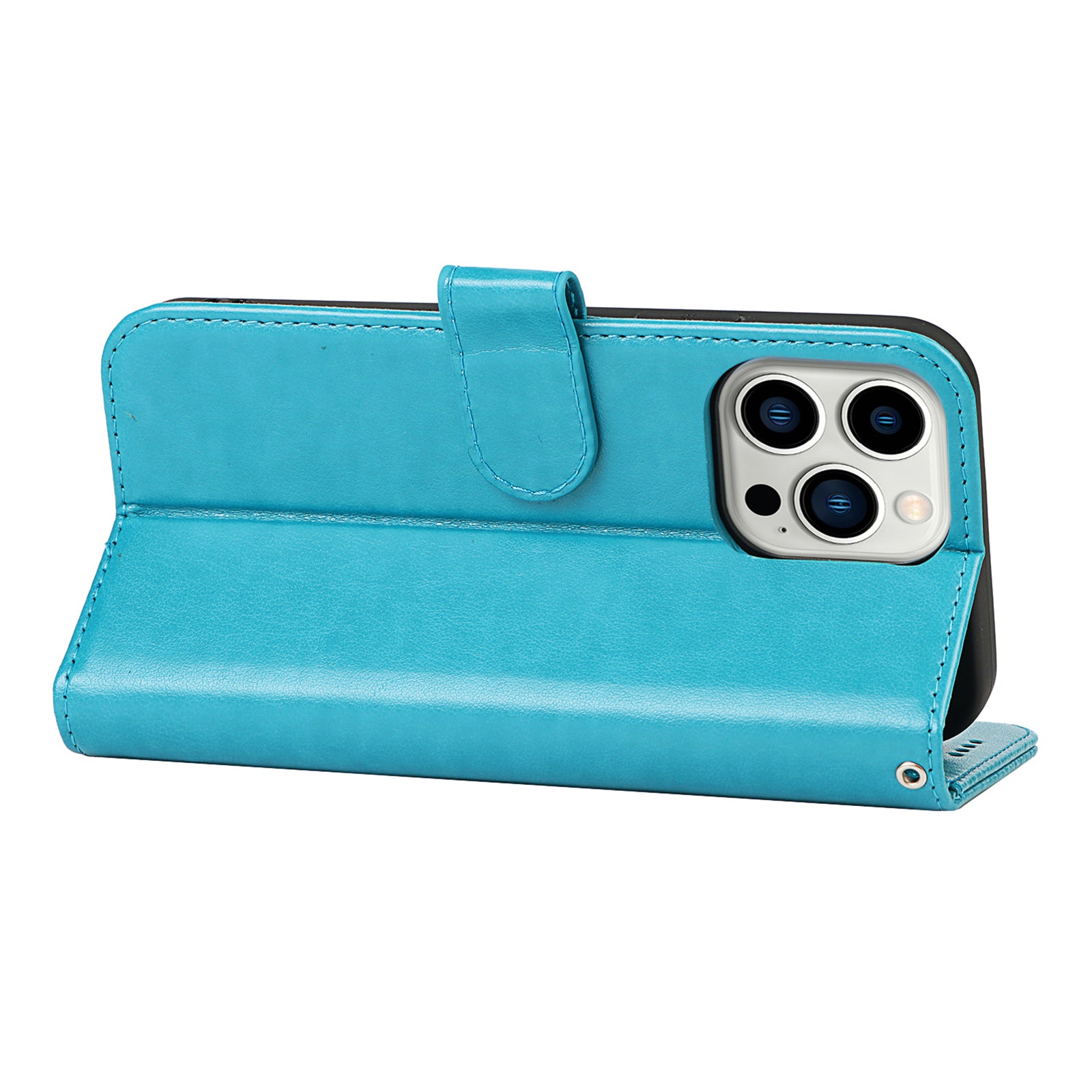 For iPhone 14 Pro Phone Leather Case R61 Texture Felled Seam Phone Cover with Stand Wallet
