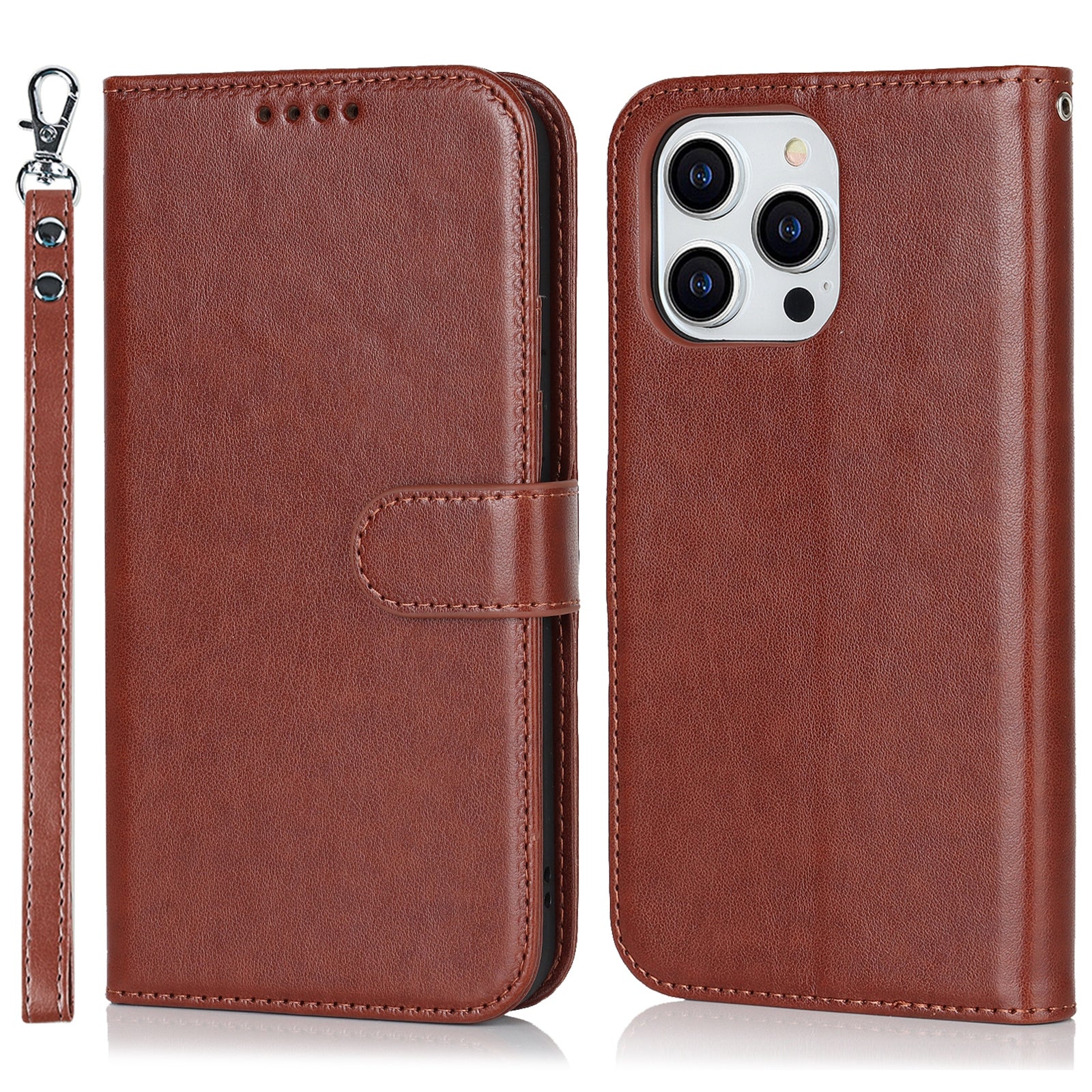 Pro iPhone 14 Pro Max Leather Phone Cover R61 Texture Felled Seam Phone Case with Wallet Stand