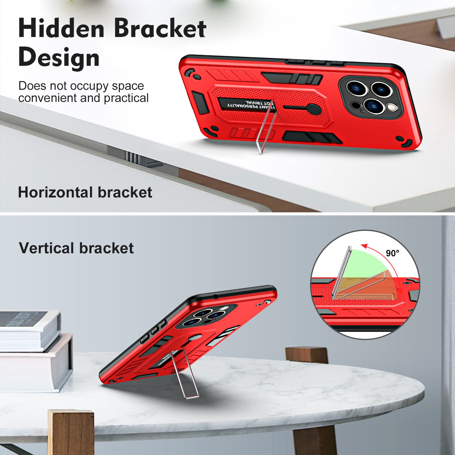 For iPhone 12 Pro 6.1 inch Metal Kickstand Phone Cover Anti-Dust Shell Silicone Ring Strap TPU PC Phone Case