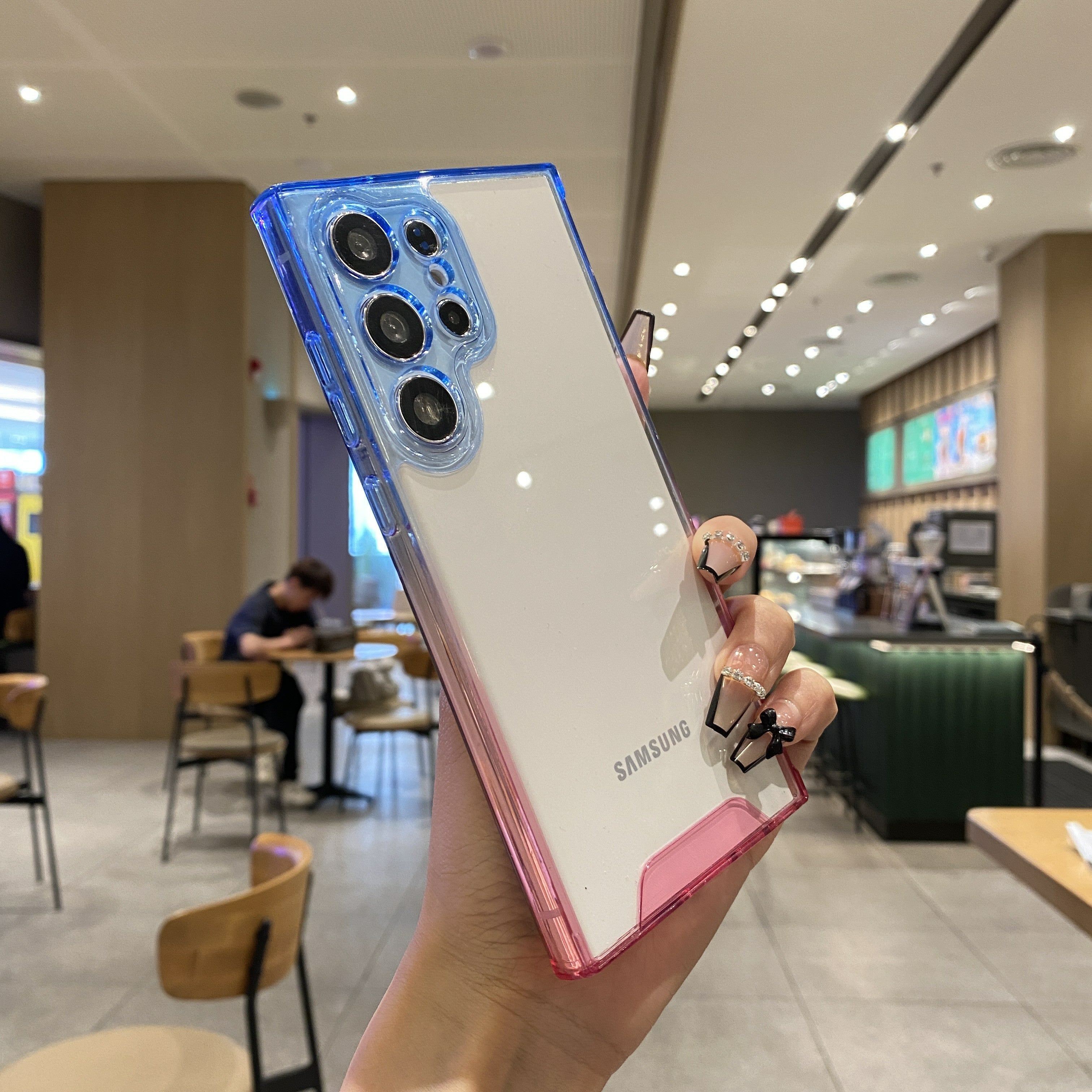 For Samsung Galaxy S22 Ultra 5G Gradient Frame Phone Case TPU Clear Phone Cover