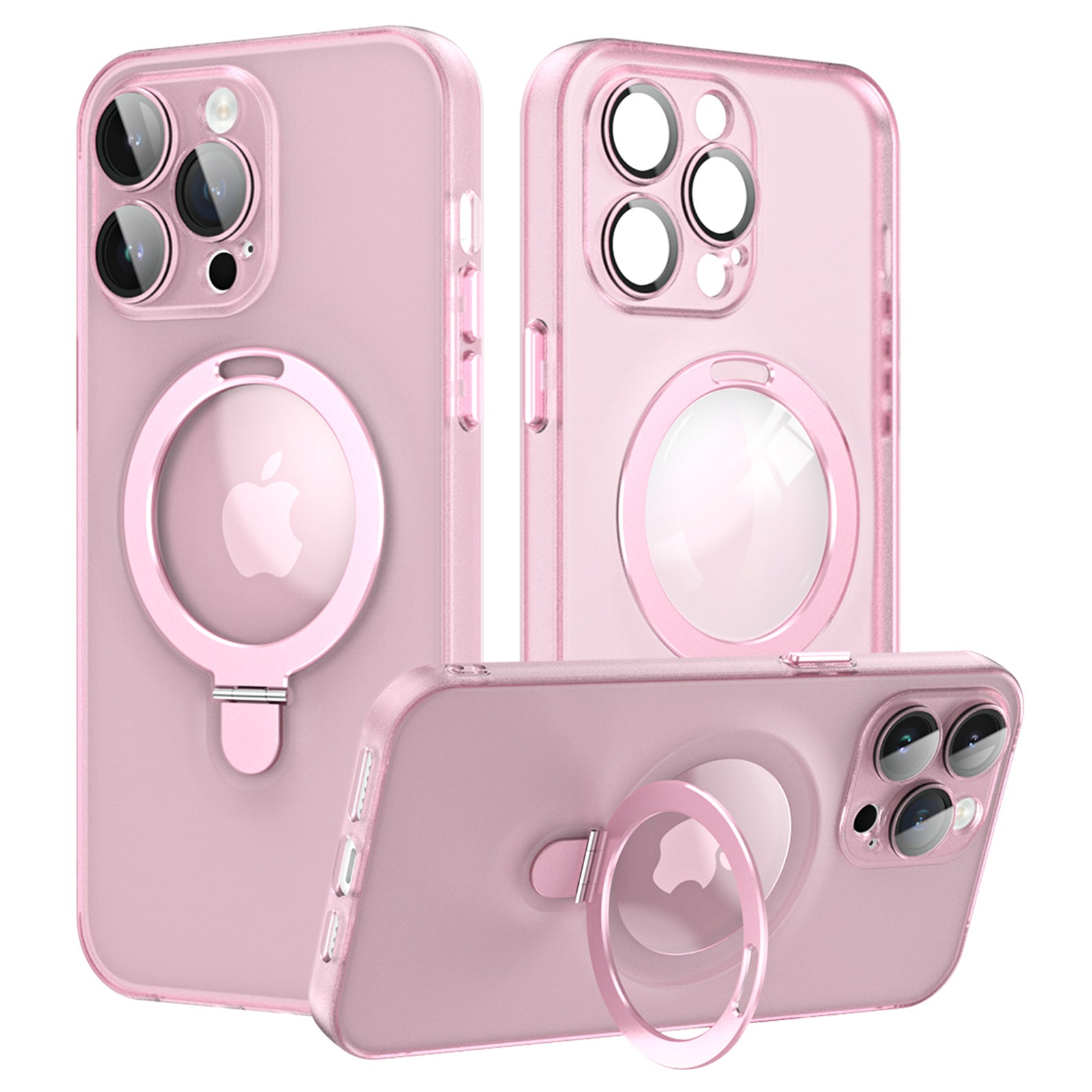Pro iPhone 14 Pro Max Magnetický stojánek na telefon Kryt na mobil Matný PC TPU kryt s ochranou skleněné čočky 