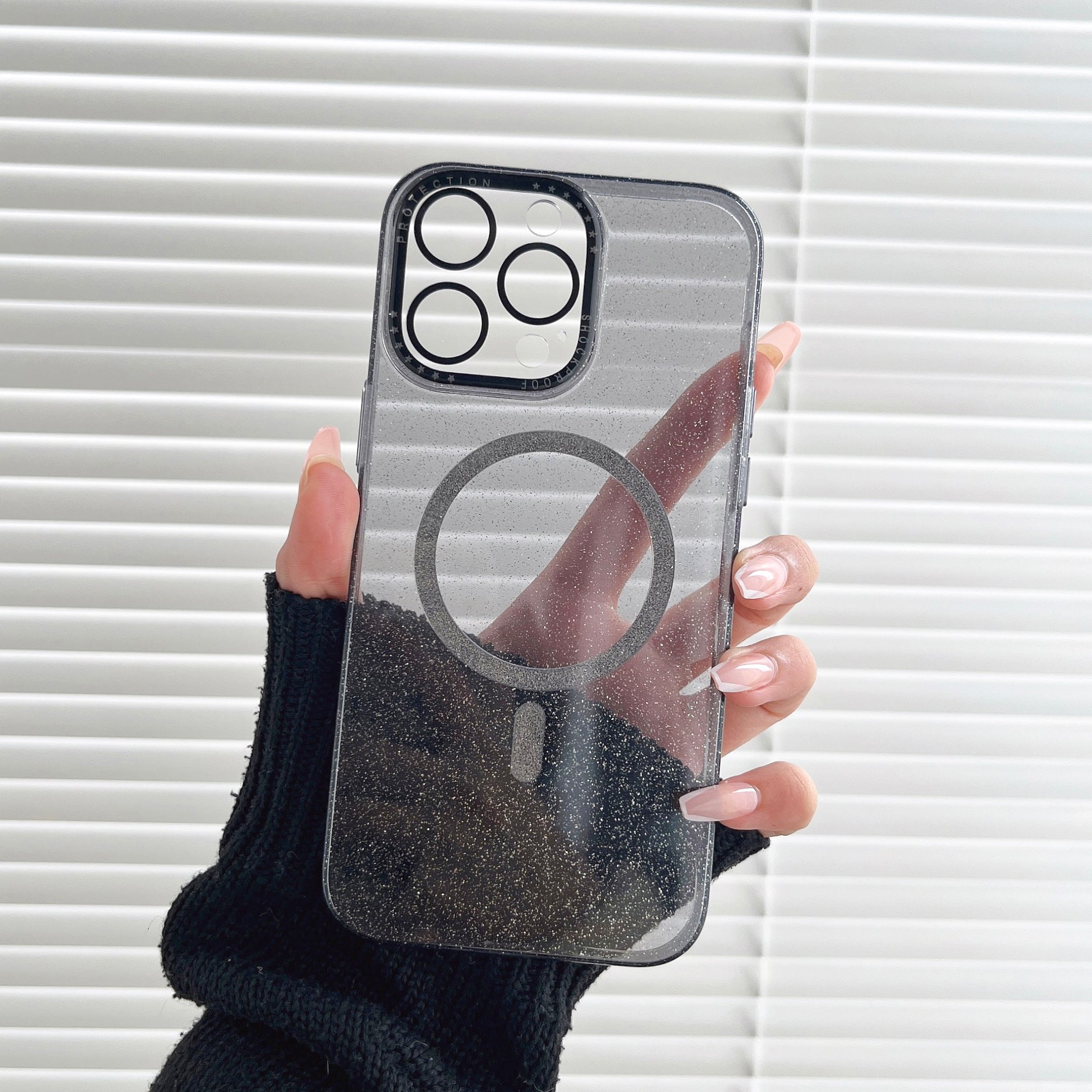 Slim TPU Case for iPhone 14 Pro Max Case Shockproof Glittery Phone Cover Support Magnetic Charging