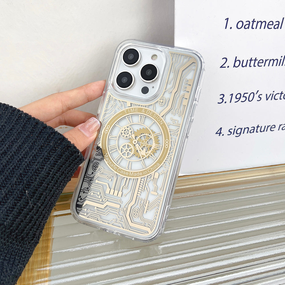 Pro iPhone 13 Pro 6,1 palcové magnetické pouzdro galvanicky pokovené mechanické ozubení, TPU kryt telefonu