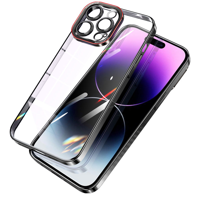 For iPhone 14 Pro Hard PC Phone Case Electroplating Crystal Clear Phone Cover with Camera Lens Guard