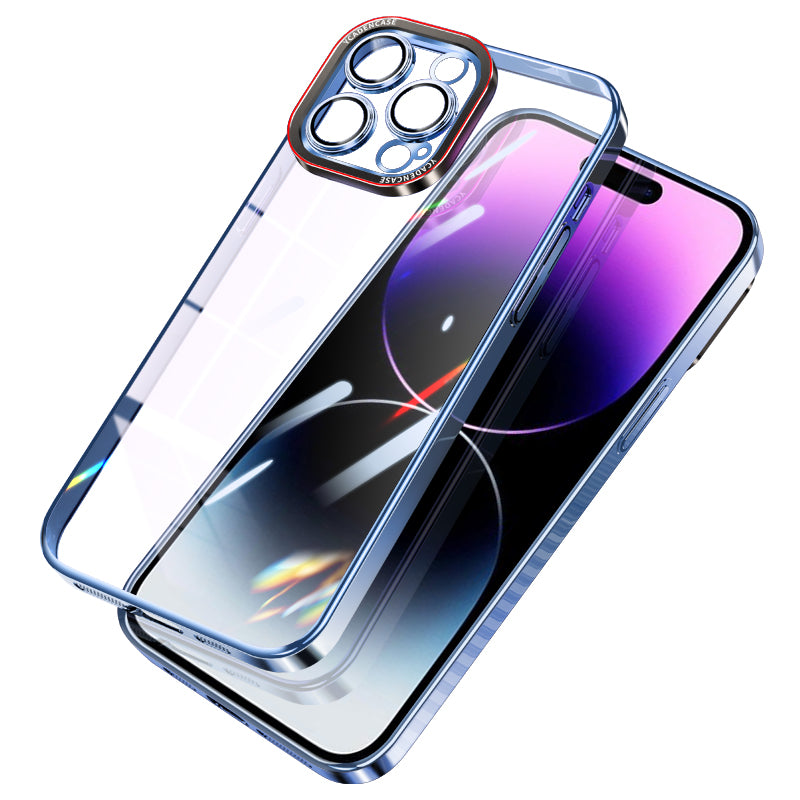 Pro iPhone 14 Pro Hard PC Phone Case galvanicky čisté křišťálově čisté pouzdro na telefon s ochranou objektivu fotoaparátu
