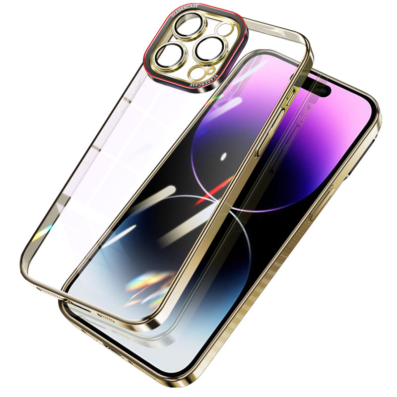 Hard PC Case for iPhone 14 Pro Max Electroplating Phone Case Tempered Glass Lens Cover Shockproof HD Case