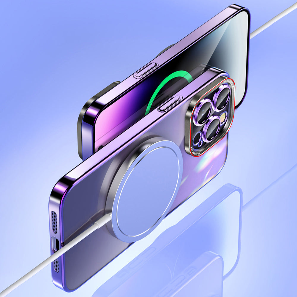 Hard PC Case for iPhone 14 Pro Max Electroplating Phone Case Tempered Glass Lens Cover Shockproof HD Case