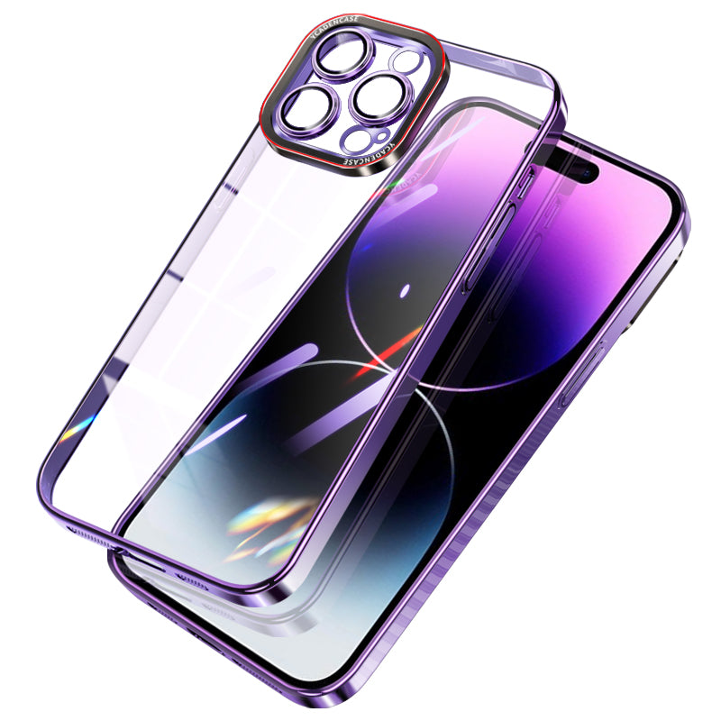 Hard PC Case for iPhone 14 Pro Max Electroplating Phone Case Tempered Glass Lens Cover Shockproof HD Case