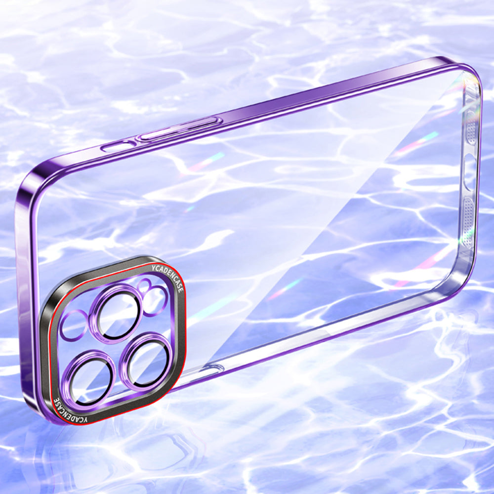 Hard PC Case for iPhone 14 Pro Max Electroplating Phone Case Tempered Glass Lens Cover Shockproof HD Case