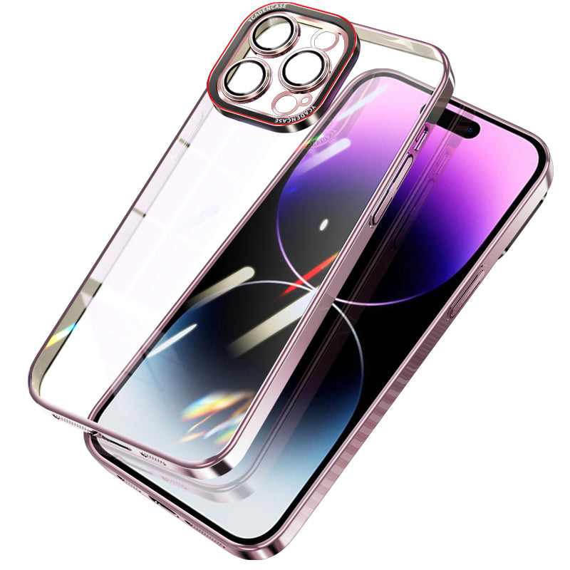 Hard PC Case for iPhone 14 Pro Max Electroplating Phone Case Tempered Glass Lens Cover Shockproof HD Case