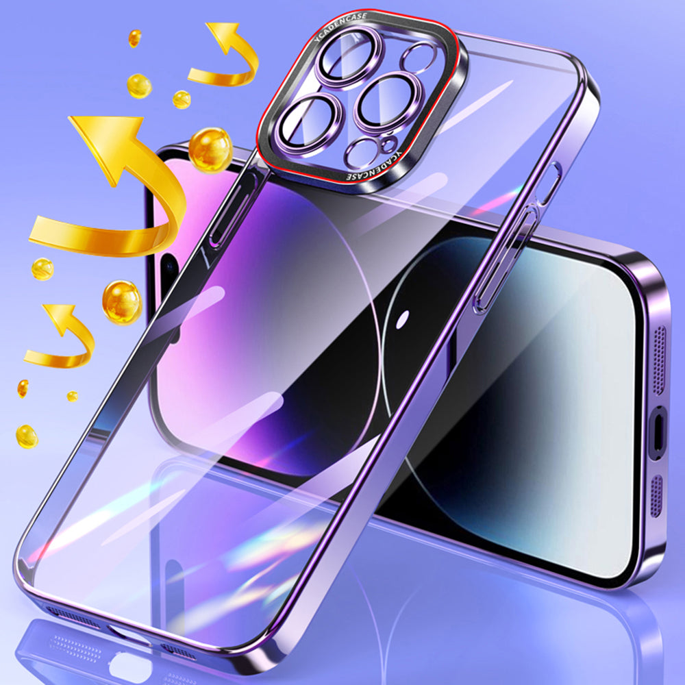 Hard PC Case for iPhone 14 Pro Max Electroplating Phone Case Tempered Glass Lens Cover Shockproof HD Case