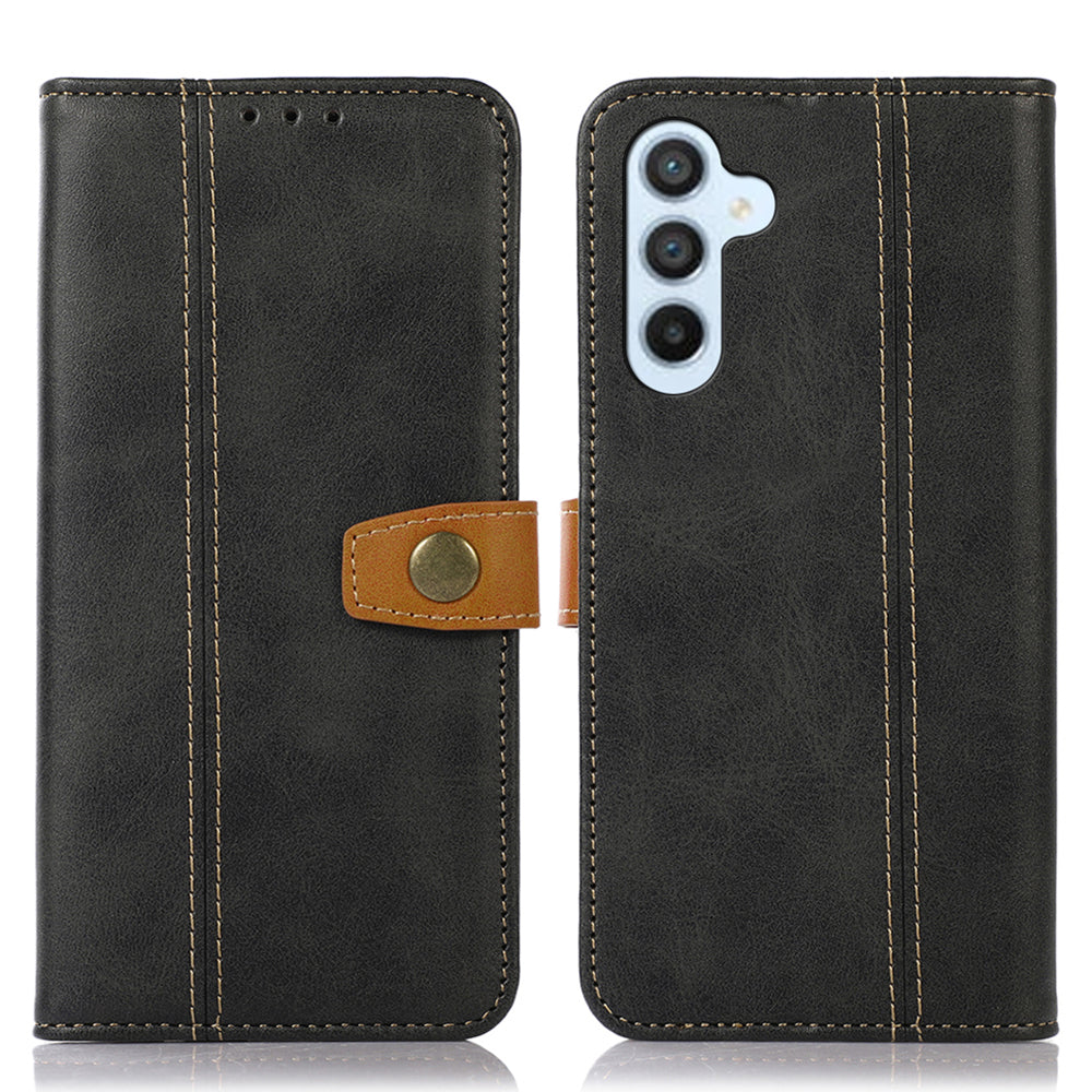 Mobile Phone Case for Samsung Galaxy M14 5G Shockproof Stand Wallet Calf Texture Phone Cover