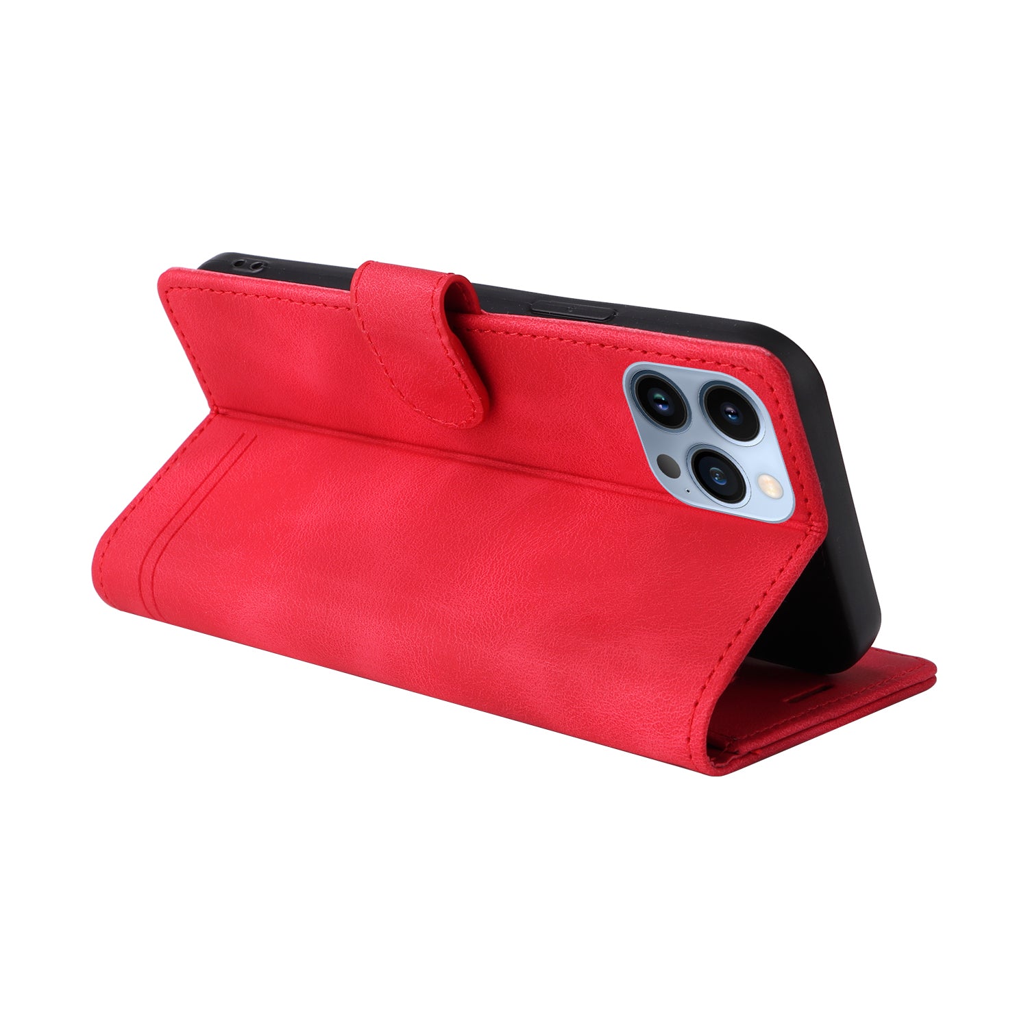 007 Series For iPhone 14 Pro PU Leather Phone Case Skin-touch Drop-proof Stand Shell with Wallet