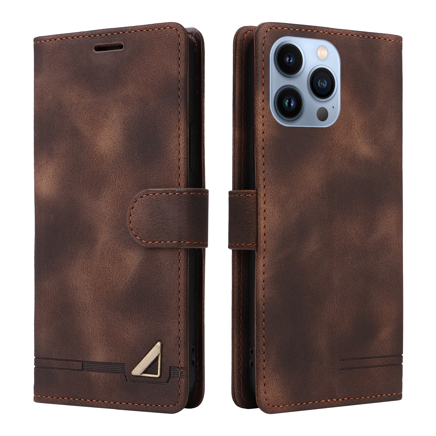 Série 007 pro iPhone 14 Pro PU kožené pouzdro na telefon Pouzdro na dotek proti pádu s peněženkou