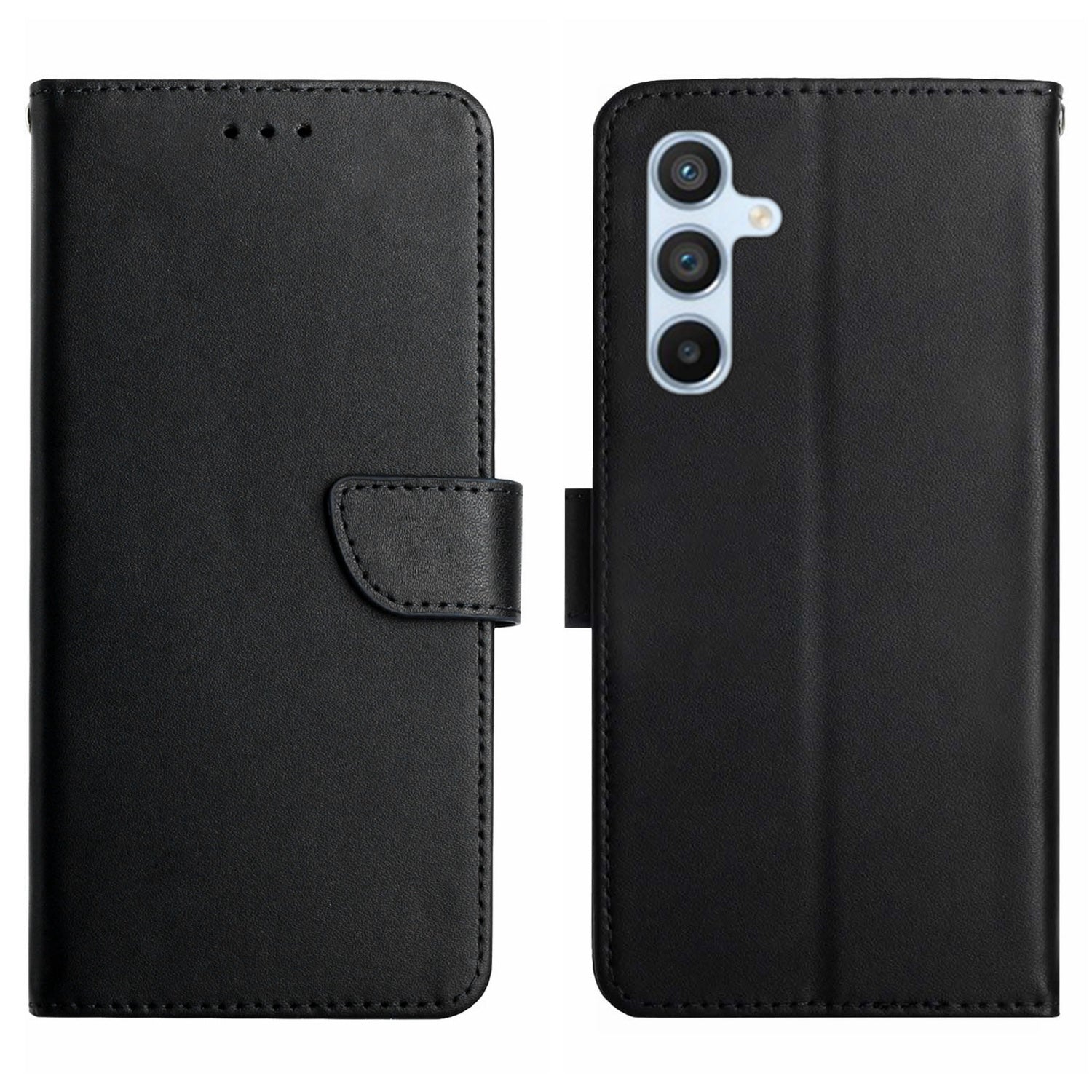 HT02 Genuine Leather Phone Case for Samsung Galaxy M14 5G Stand Wallet Flip Protective Cover