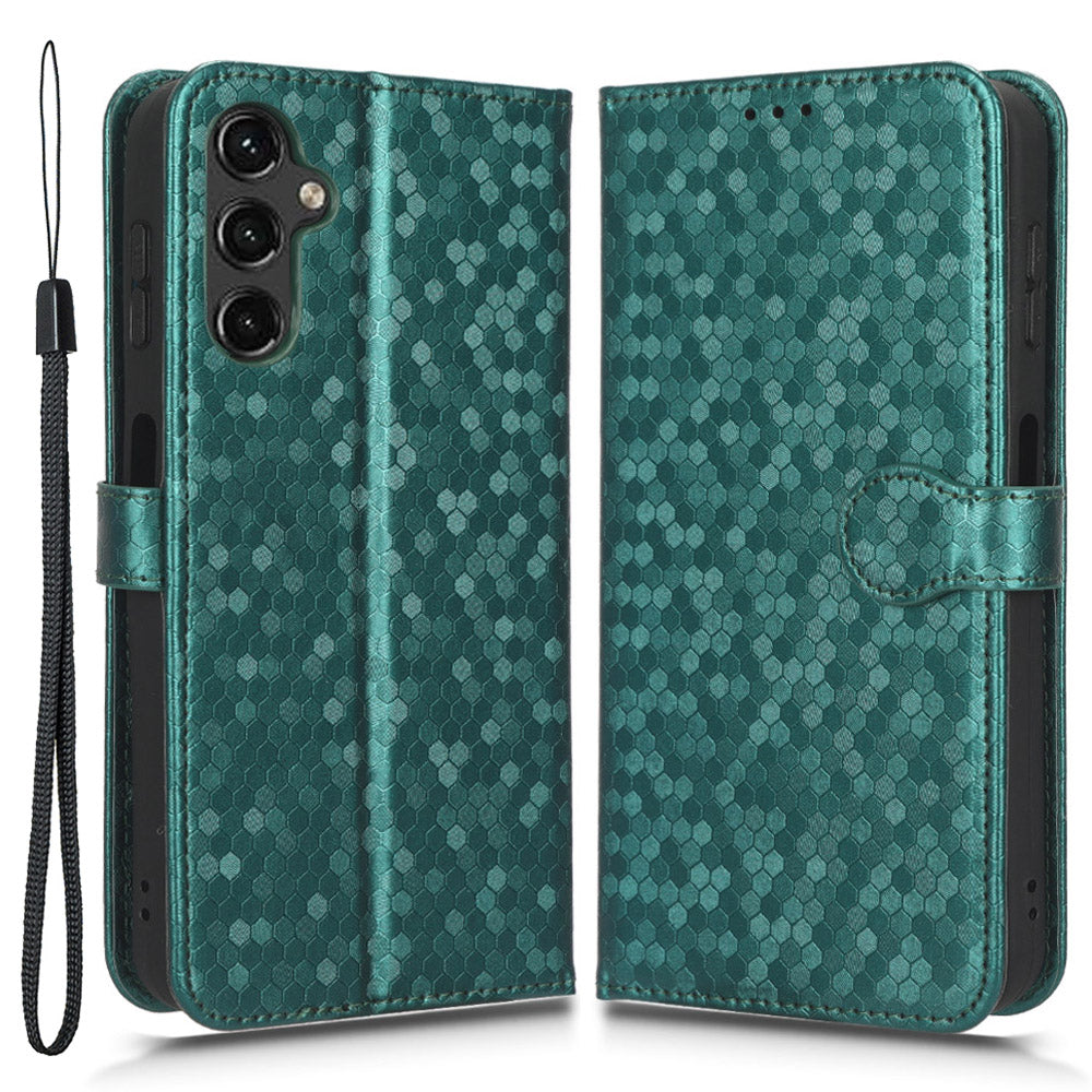 PU Leather Cover for Samsung Galaxy A24 4G Wallet Phone Case Dot Pattern Imprinted Smartphone Cover