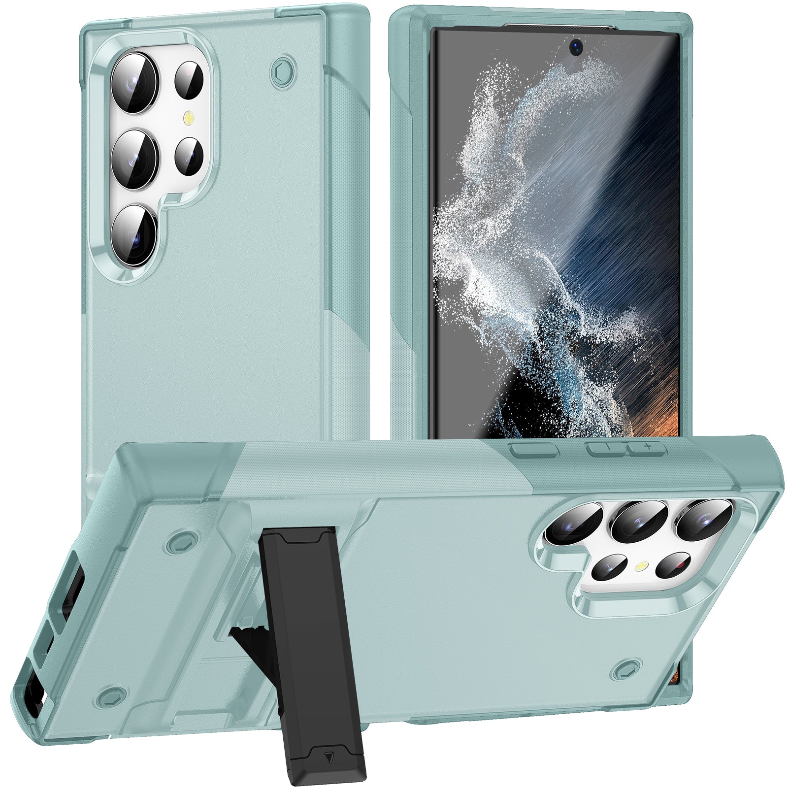 For Samsung Galaxy S23 Ultra Drop Protective Cover Soft TPU Hard PC Shockproof Kickstand Phone Case