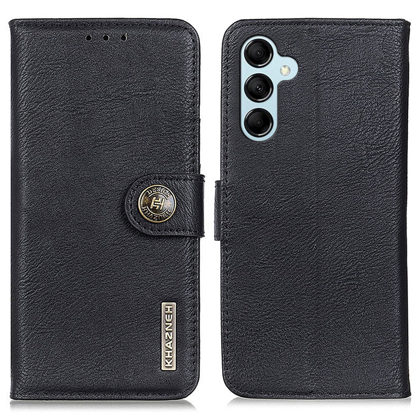KHAZNEH til Samsung Galaxy M14 5G telefonpungcover Kohud Texture Stand Lædertaske