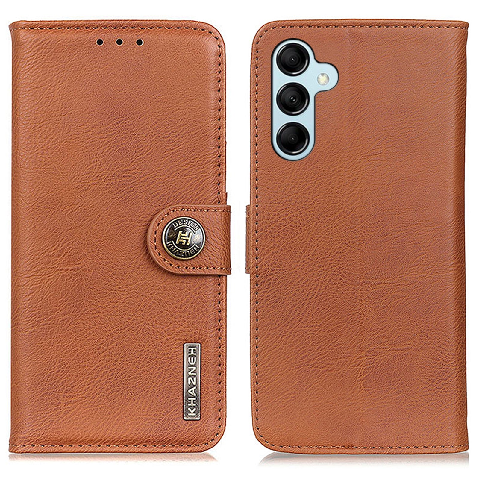 KHAZNEH til Samsung Galaxy M14 5G telefonpungcover Kohud Texture Stand Lædertaske