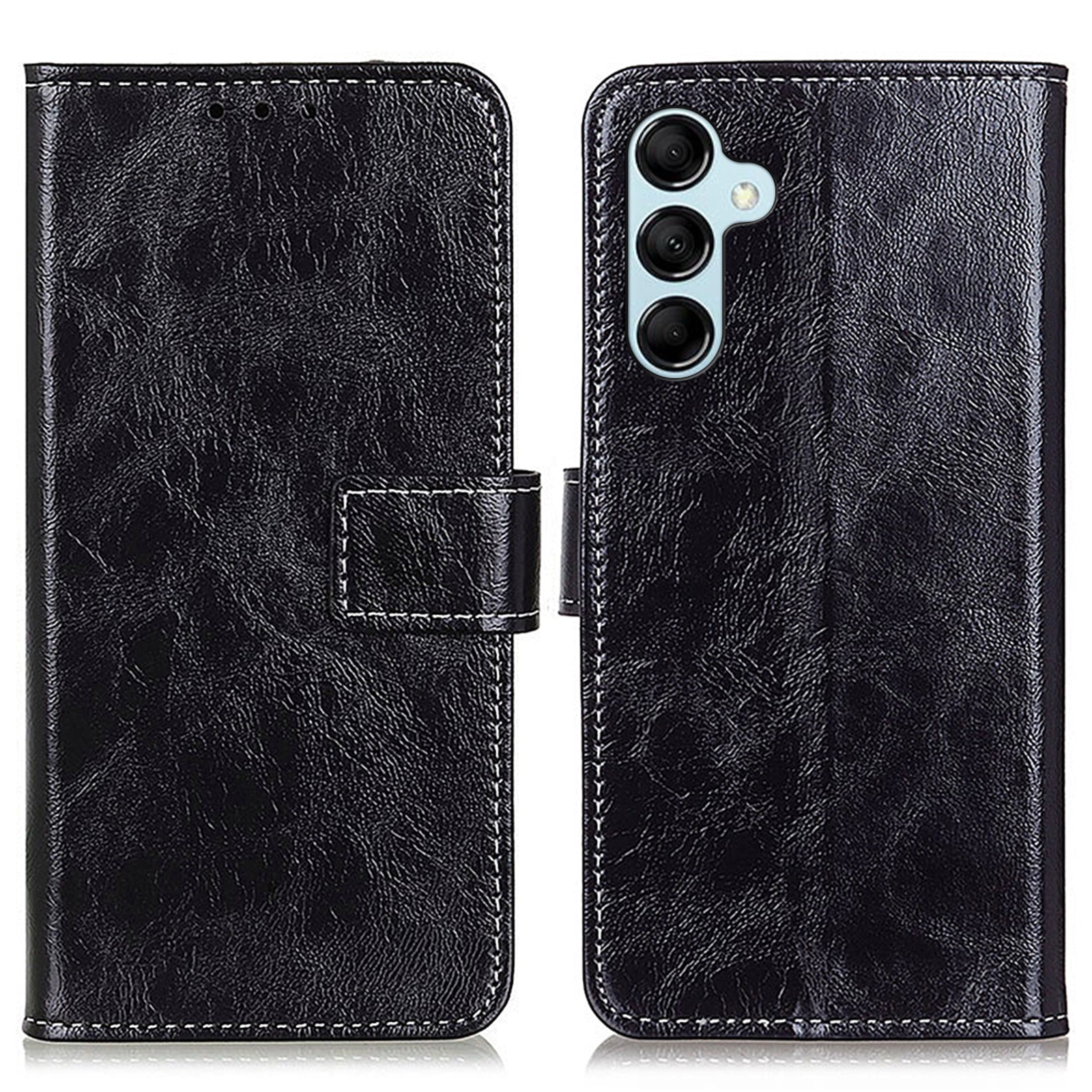 Til Samsung Galaxy M14 5G Stand PU Læder Telefontaske Pung Retro Crazy Horse Texture Mobiltelefoncover