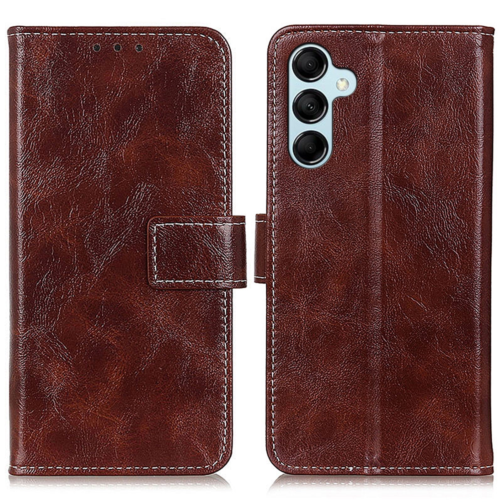 Til Samsung Galaxy M14 5G Stand PU Læder Telefontaske Pung Retro Crazy Horse Texture Mobiltelefoncover