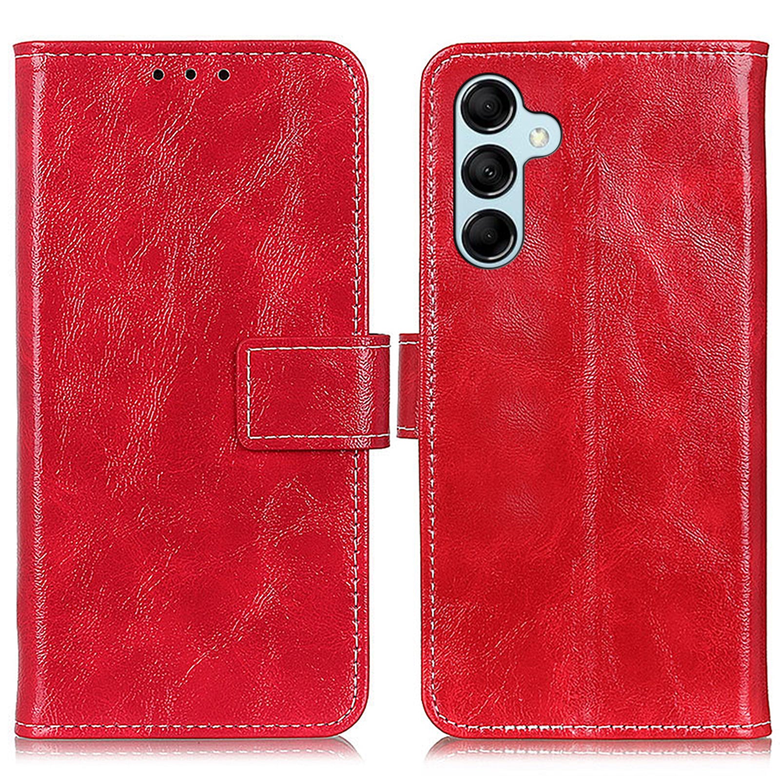 Til Samsung Galaxy M14 5G Stand PU Læder Telefontaske Pung Retro Crazy Horse Texture Mobiltelefoncover