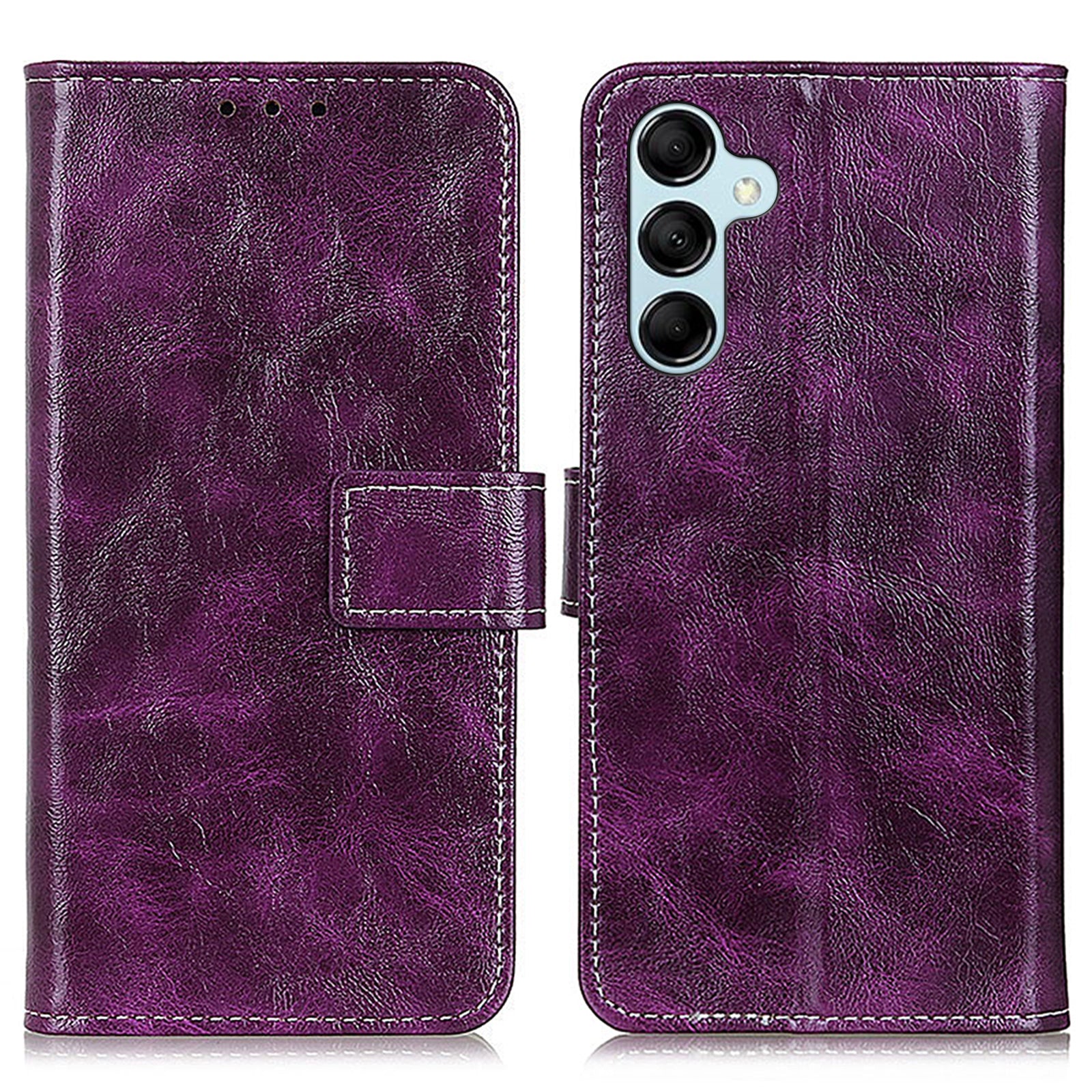For Samsung Galaxy M14 5G Stand PU Leather Phone Case Wallet Retro Crazy Horse Texture Cellphone Cover
