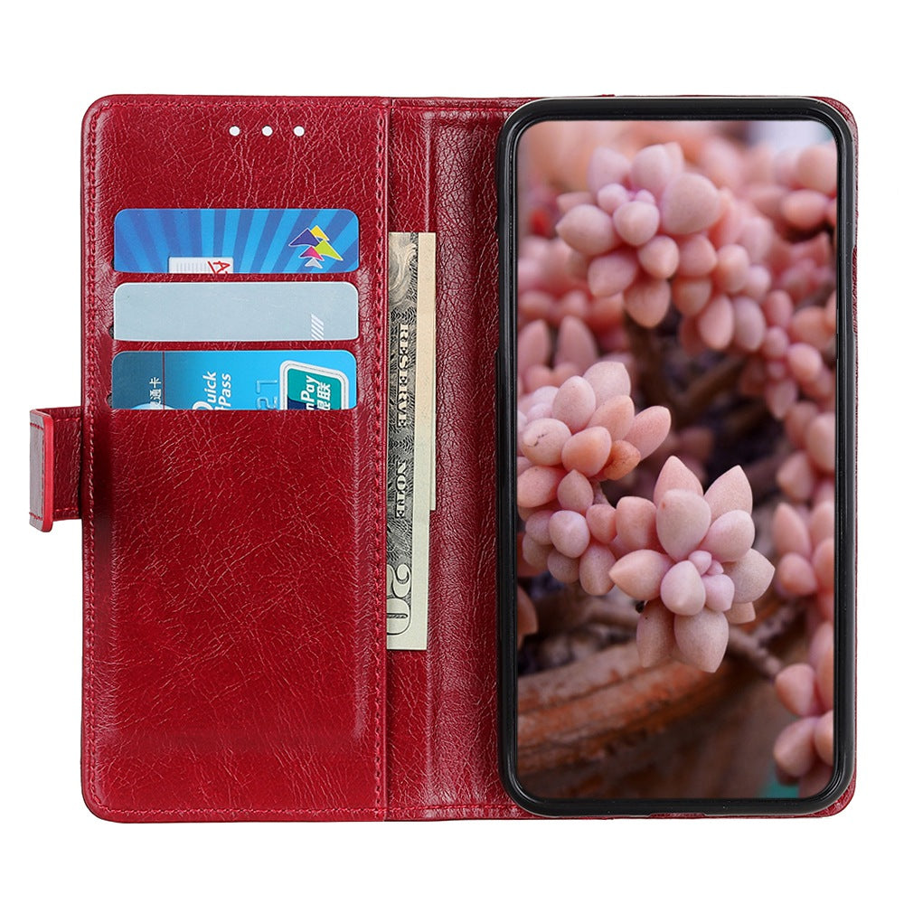 Til Samsung Galaxy M14 5G læder telefoncover Pungholder Messing Button Decoration Phone Cover