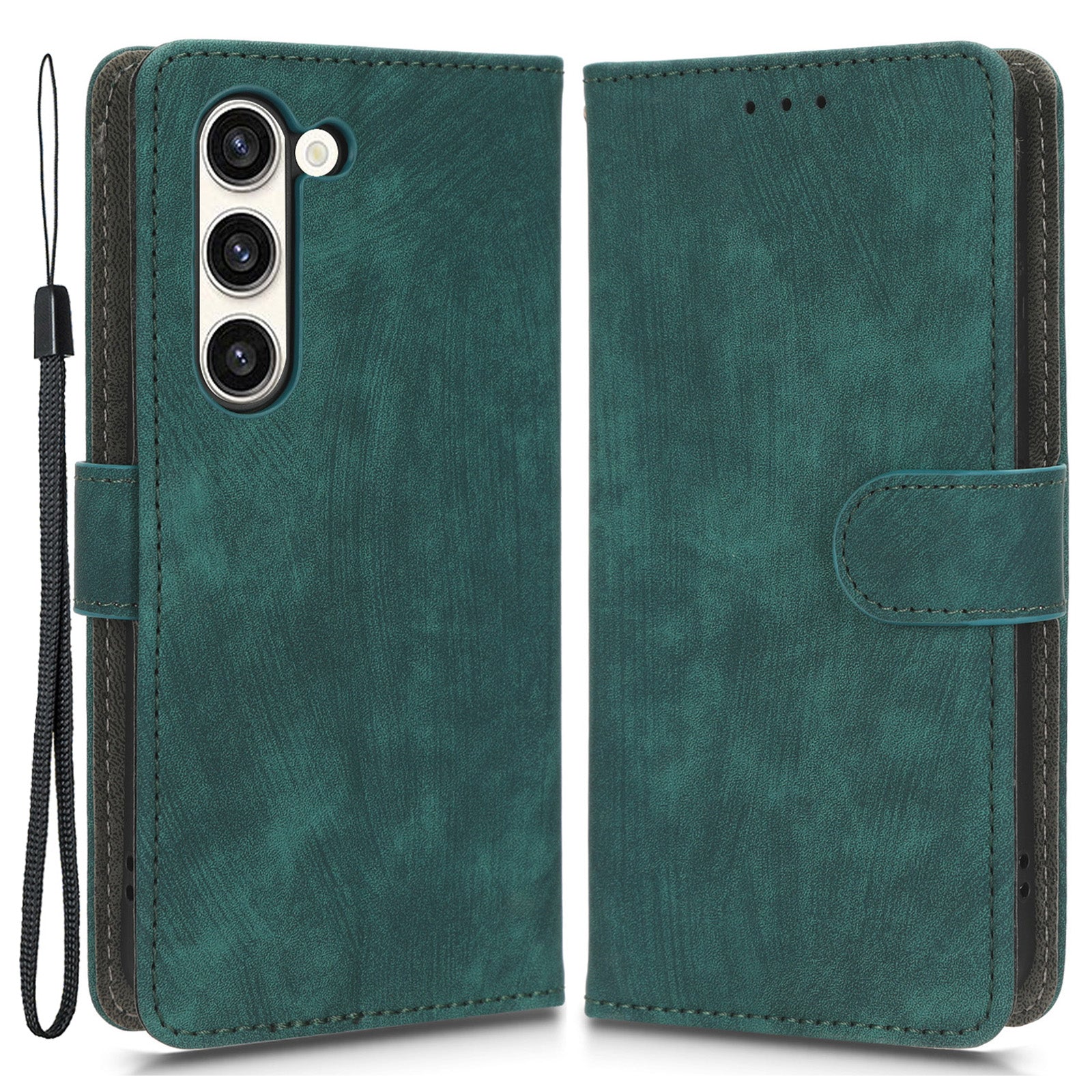 For Samsung Galaxy S23 PU Leather Magnetic Flip Phone Case RFID Blocking Wallet Shockproof Stand Cover with Strap