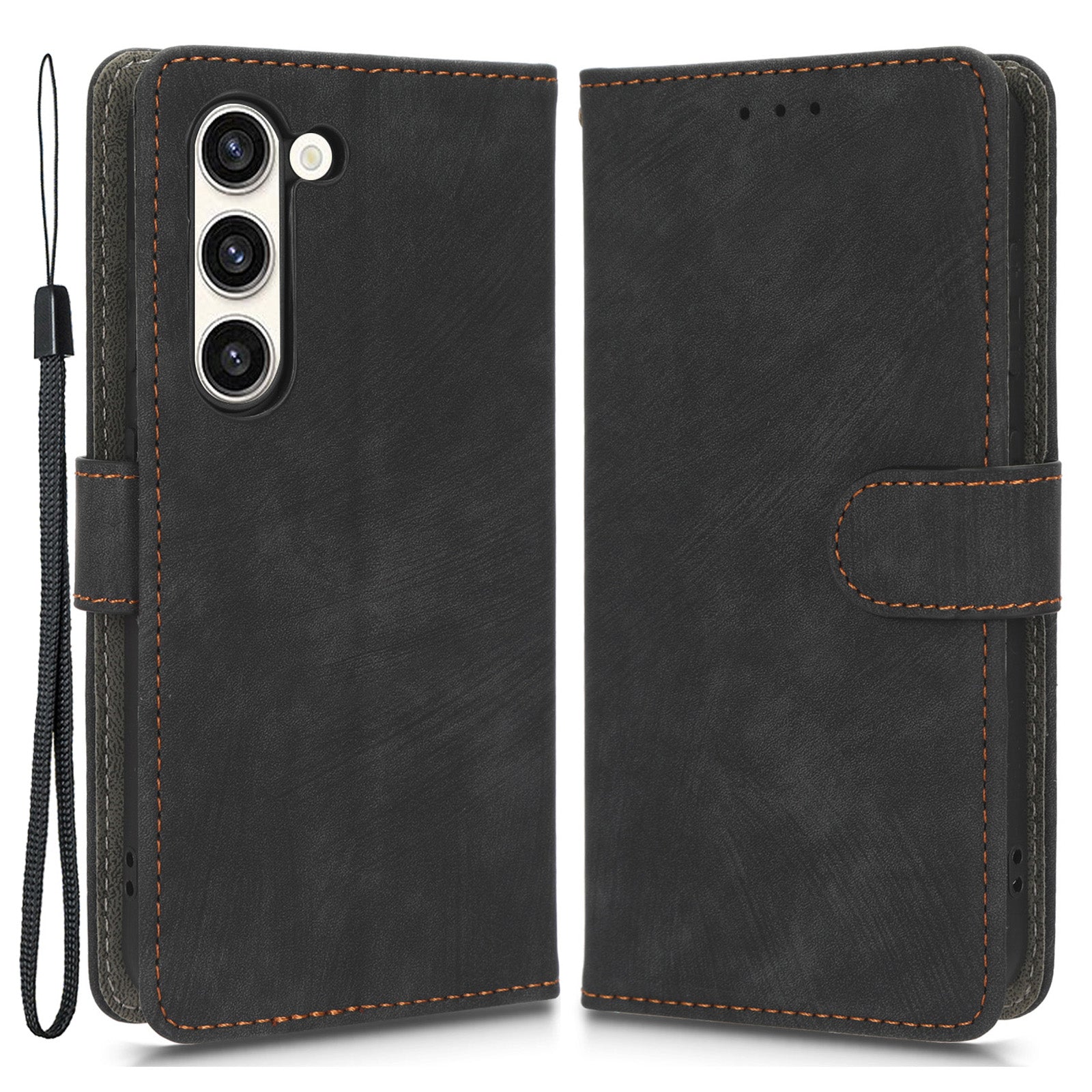 For Samsung Galaxy S23 Flip Wallet Phone Stand Case PU Leather RFID Blocking Folio Phone Cover with Strap