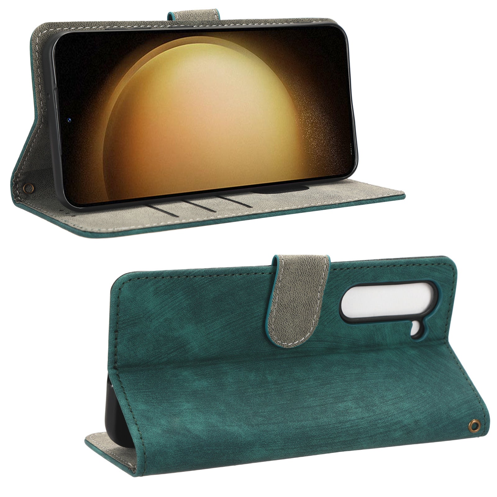 For Samsung Galaxy S23 Flip Wallet Phone Stand Case PU Leather RFID Blocking Folio Phone Cover with Strap