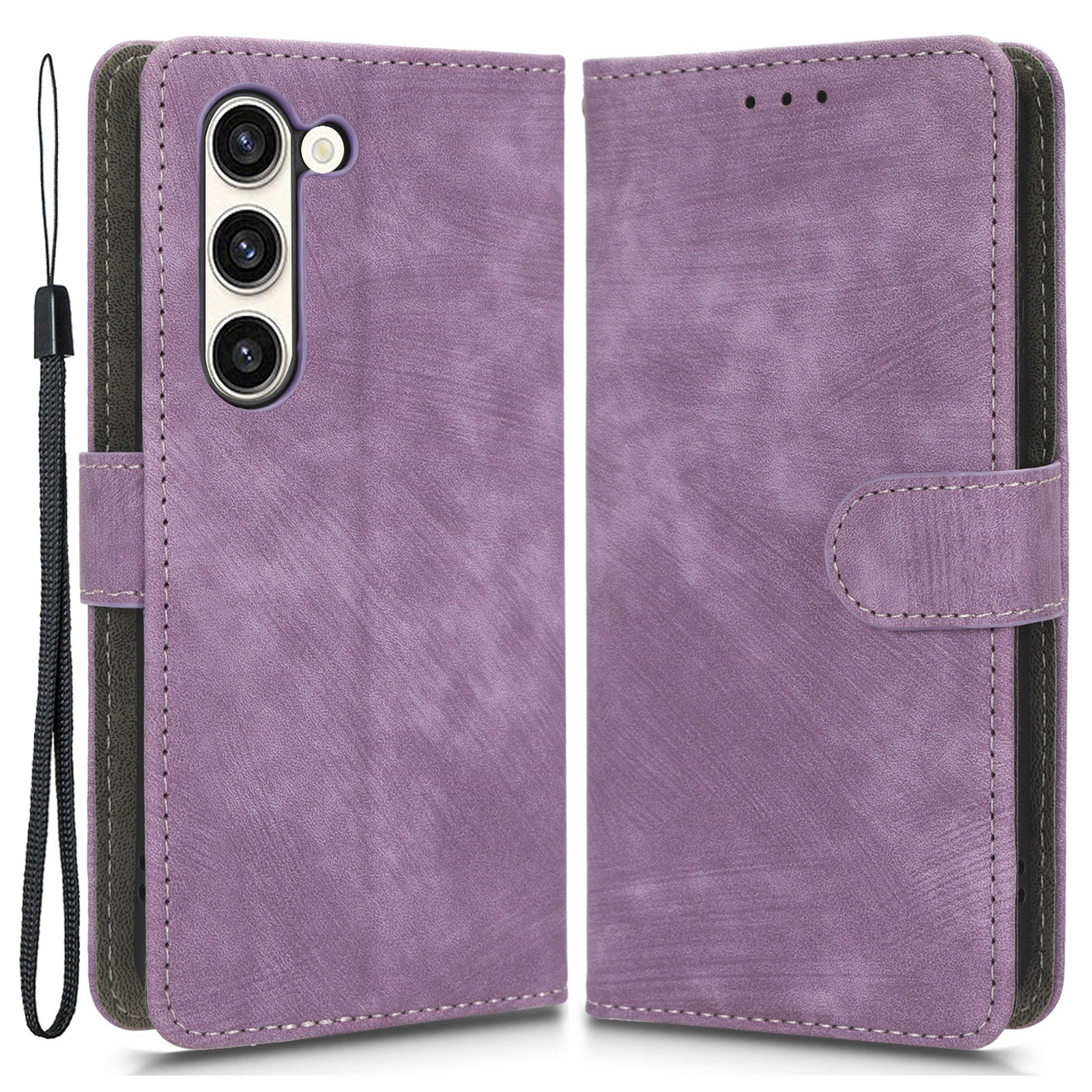 For Samsung Galaxy S23 Flip Wallet Phone Stand Case PU Leather RFID Blocking Folio Phone Cover with Strap