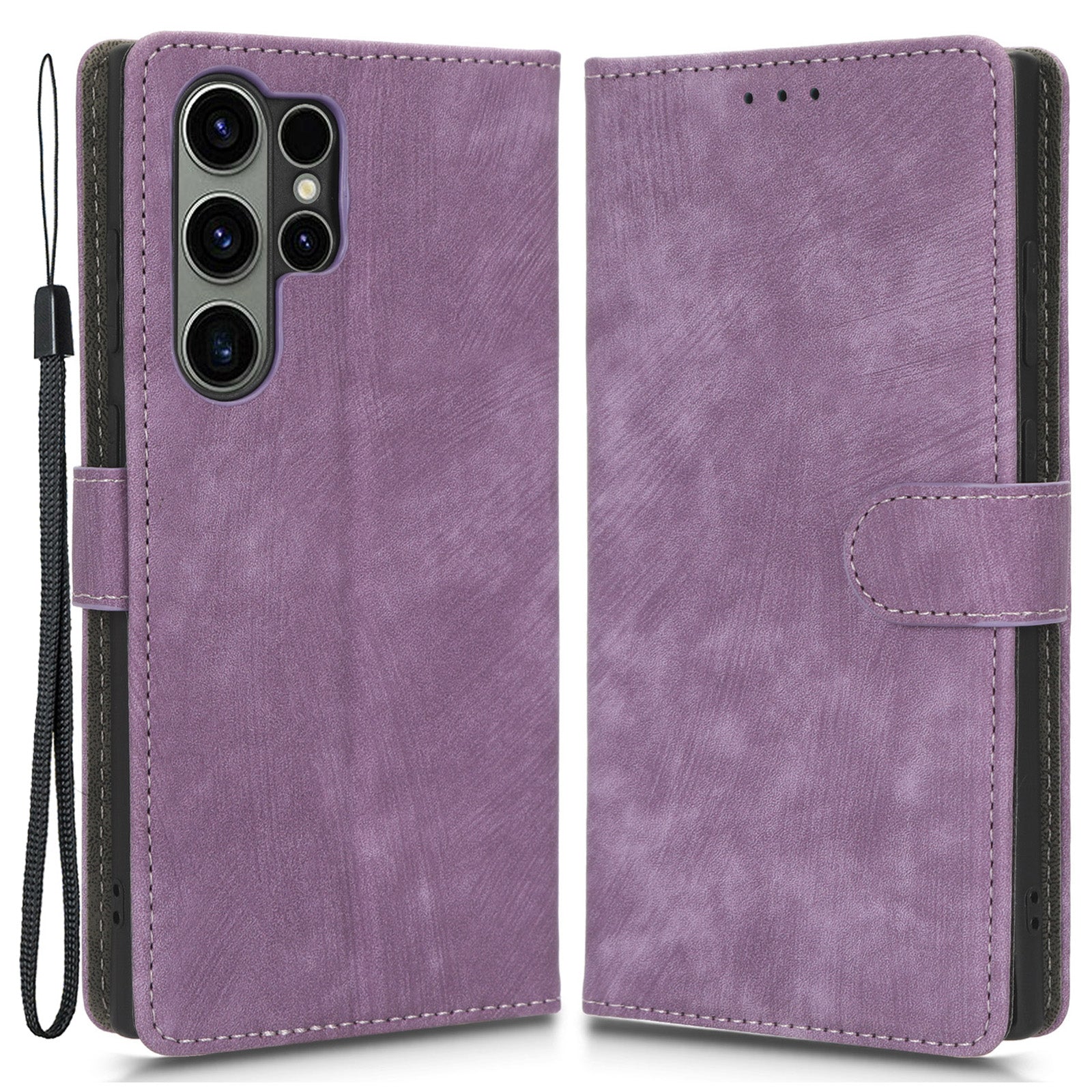 For Samsung Galaxy S23 Ultra PU Leather Wallet Magnetic Phone Case RFID Blocking Folio Stand Cover with Strap