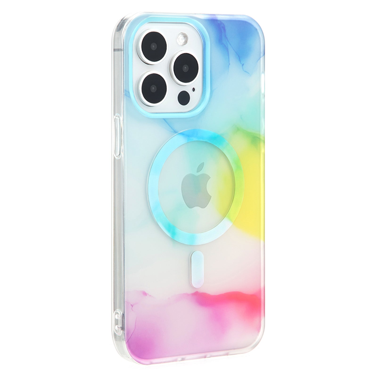 For iPhone 14 Pro Max Watercolor Gradient Magnetic Phone Case Soft TPU Hard PC Phone Cover