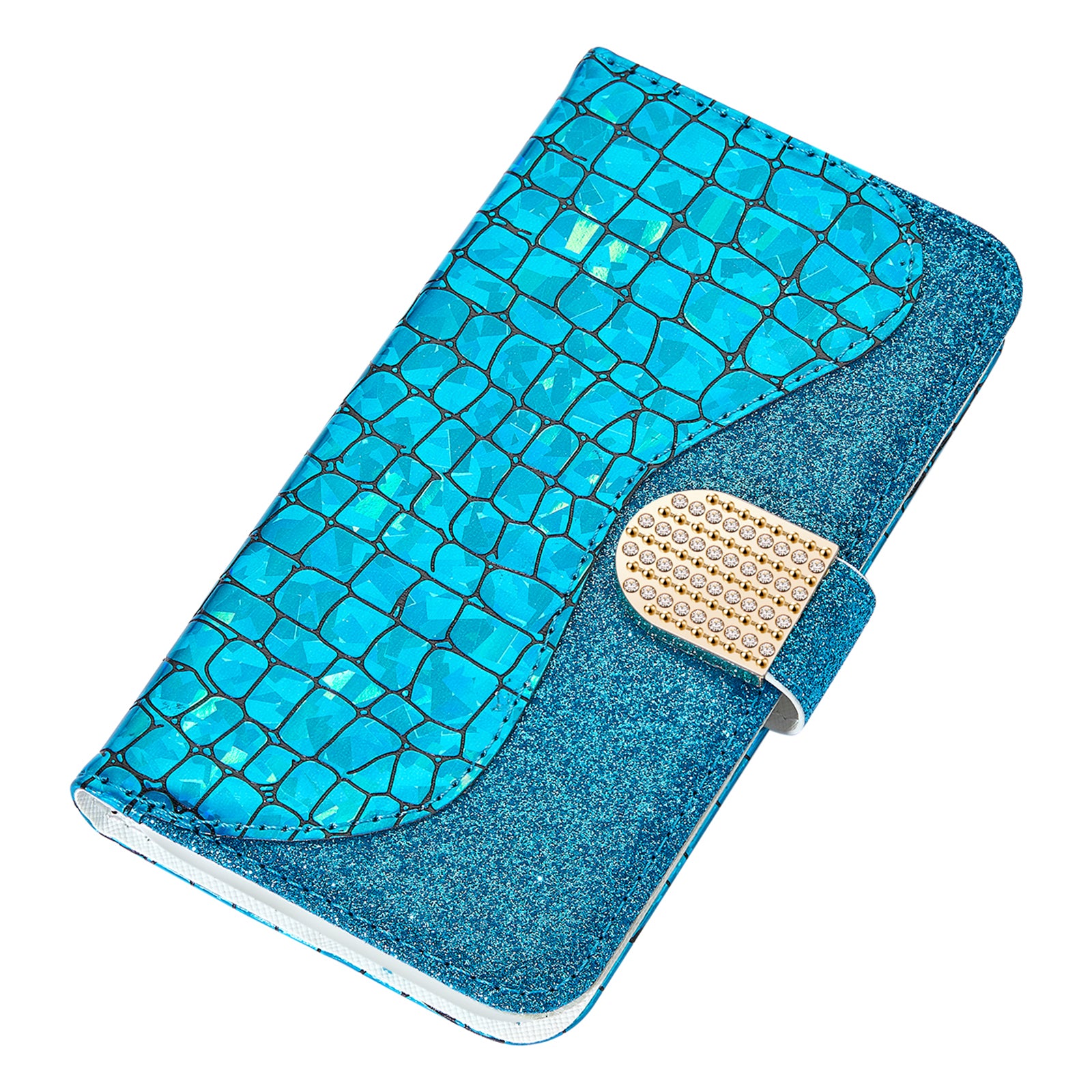 For Samsung Galaxy A34 5G Glitter Splicing PU Leather Case Crocodile Texture Flip Stand Wallet Protective Cover