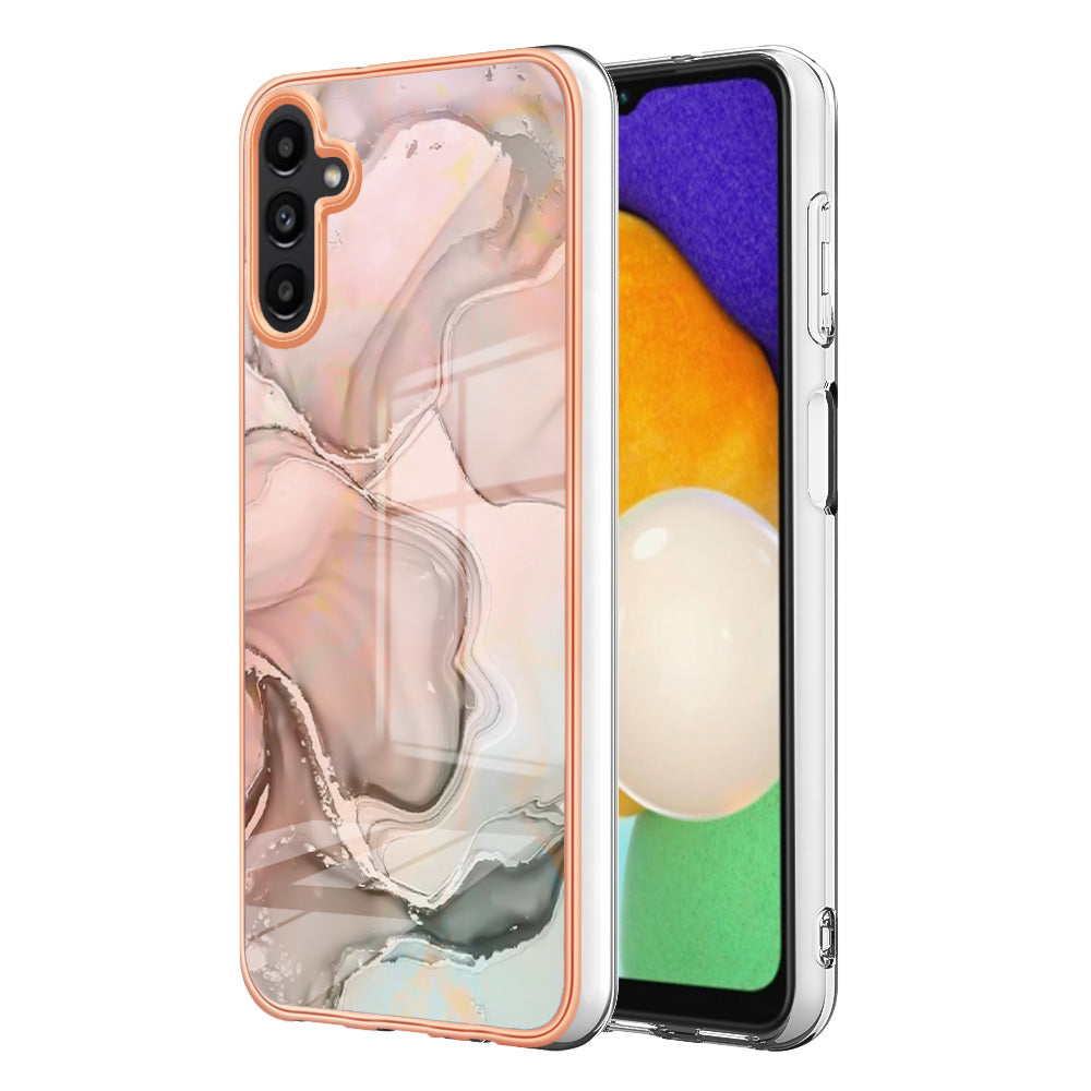 TPU Case for Samsung Galaxy A14 5G Electroplating IMD Phone Shell YB IMD Series-16 Style E Marble Pattern 2.0mm Phone Cover